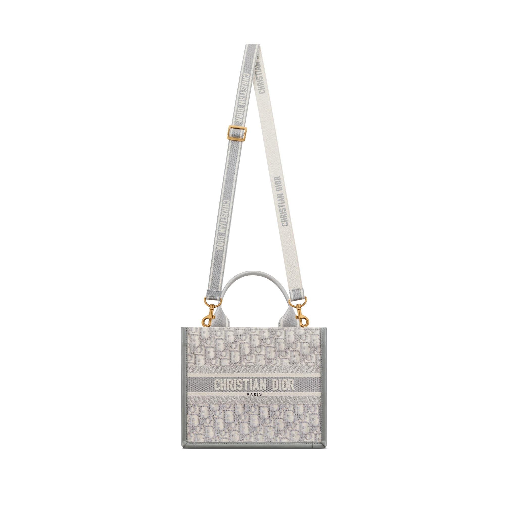 Small Dior Book Tote Gray Dior Oblique Embroidery and Calfskin (26.5 x 22 x 14 cm) E07