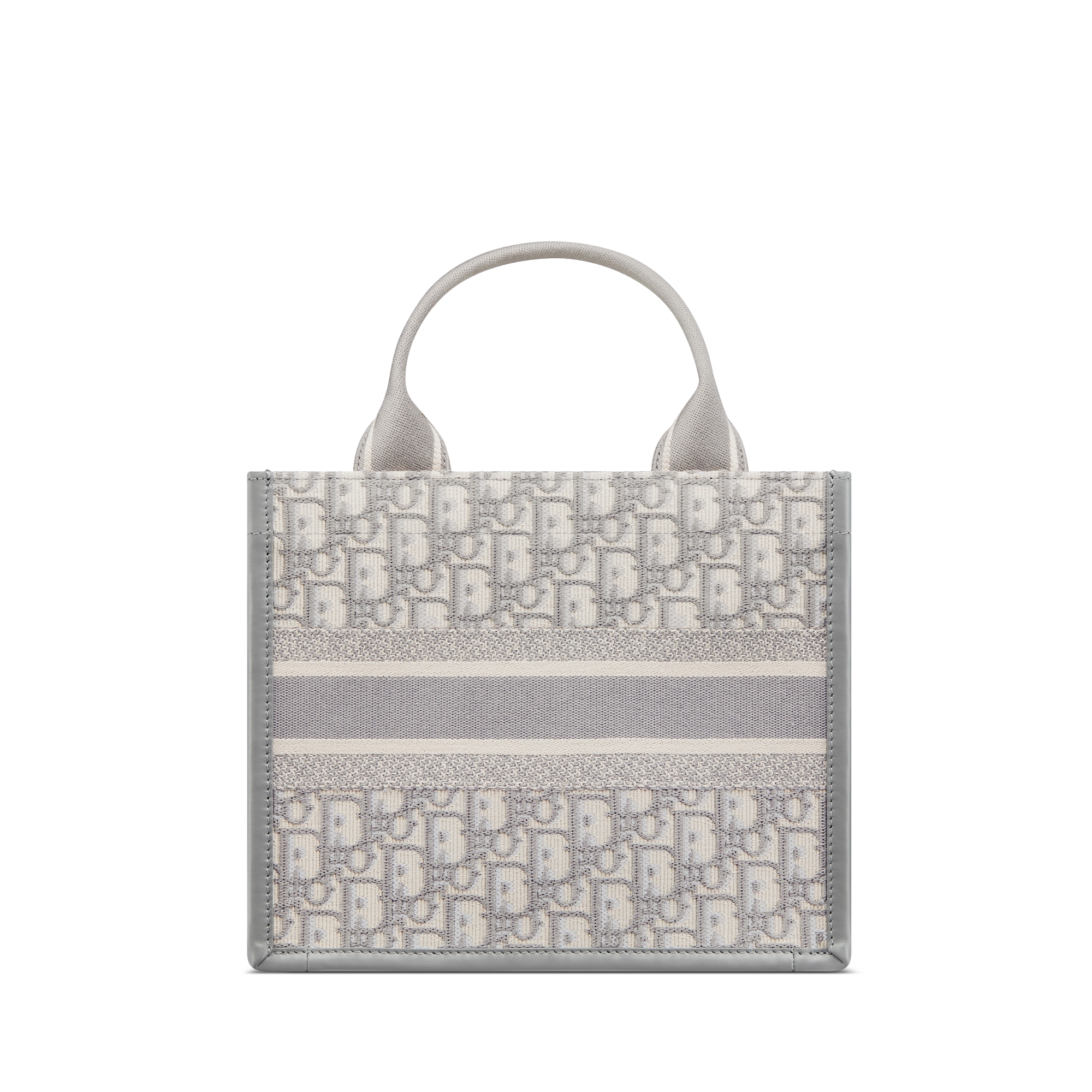 Small Dior Book Tote Gray Dior Oblique Embroidery and Calfskin (26.5 x 22 x 14 cm) E08