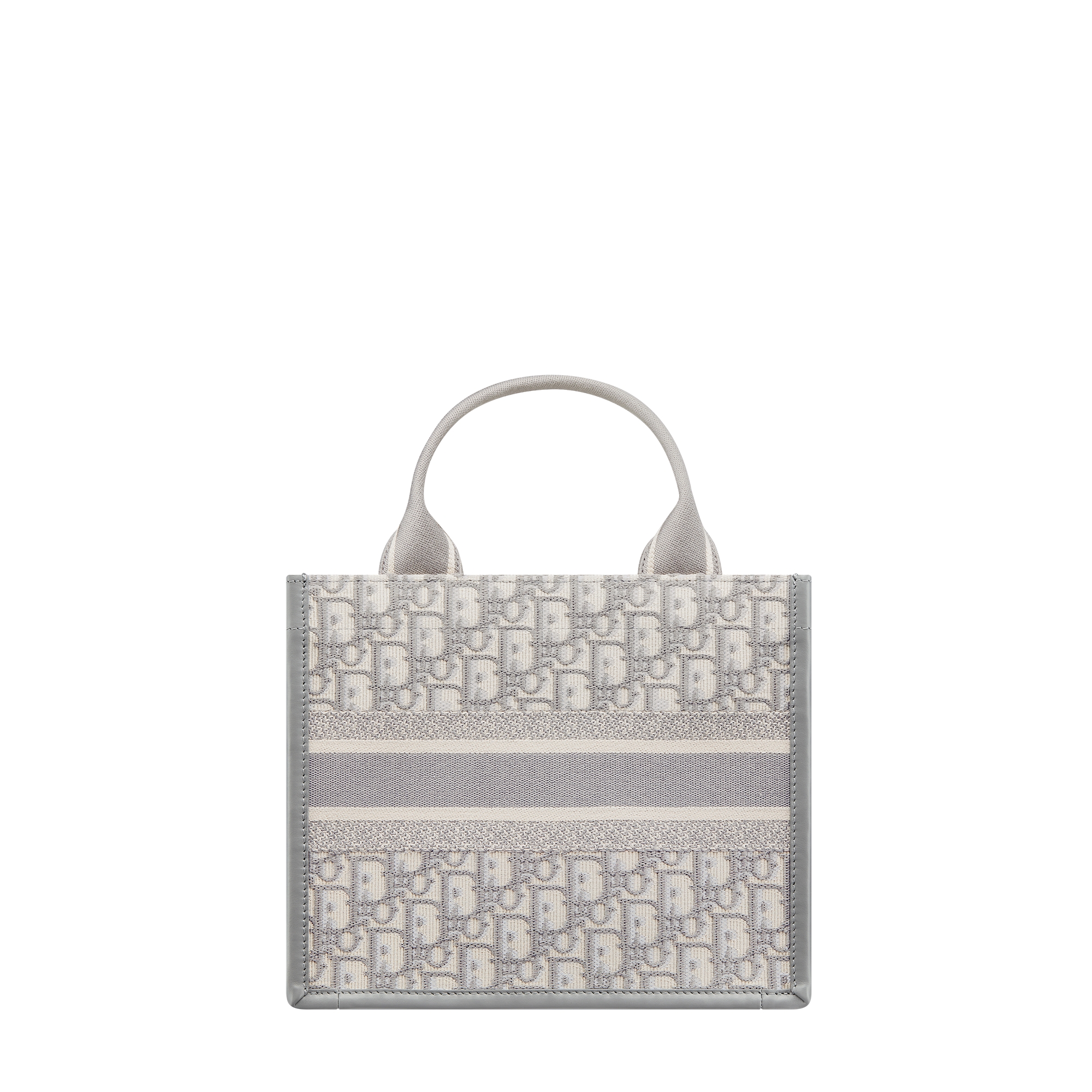 Small Dior Book Tote Gray Dior Oblique Embroidery and Calfskin (26.5 x 22 x 14 cm) E08