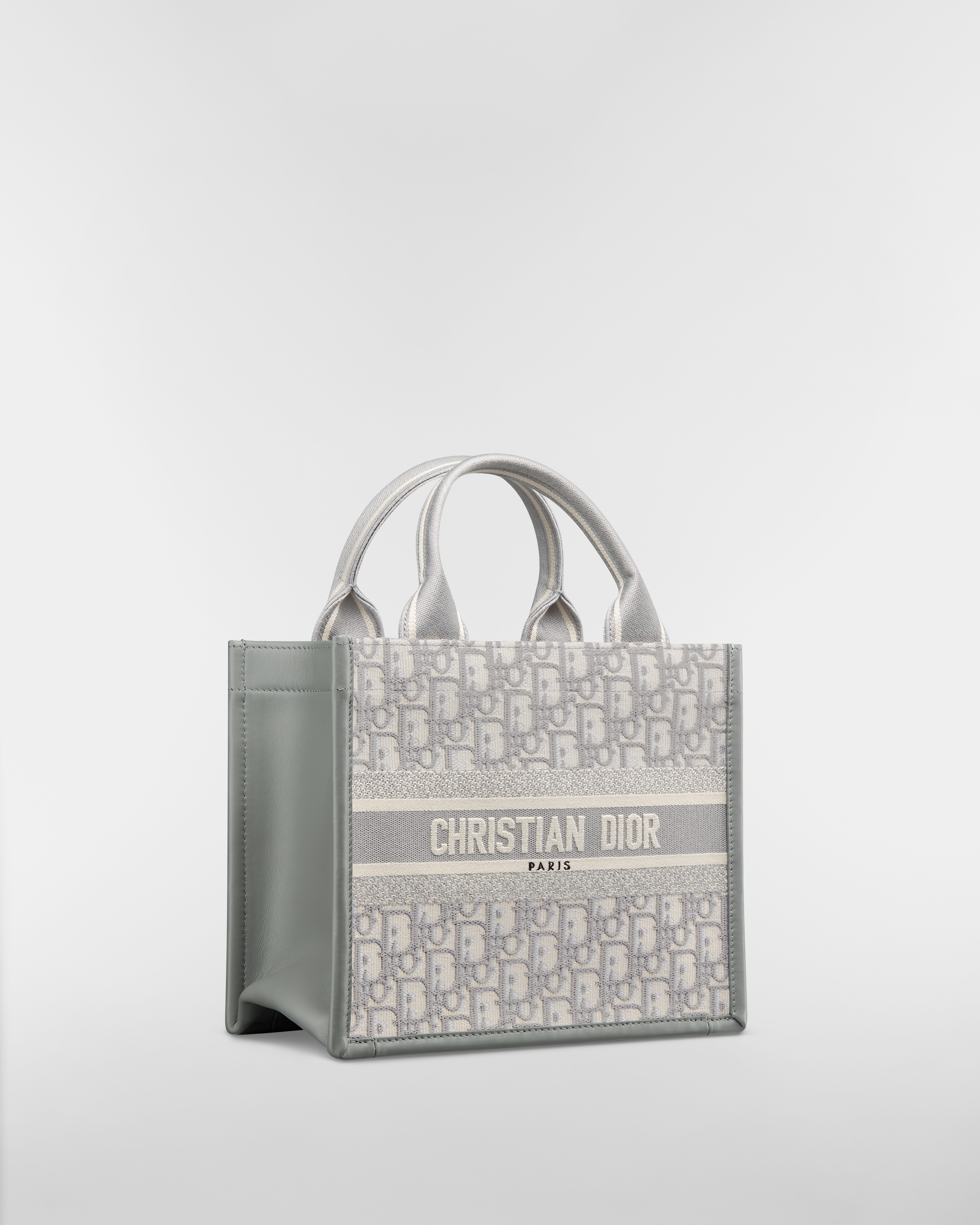 小碼 Dior Book Tote 灰色 Dior Oblique 刺繡和小牛皮（26.5 x 22 x 14 厘米） E03