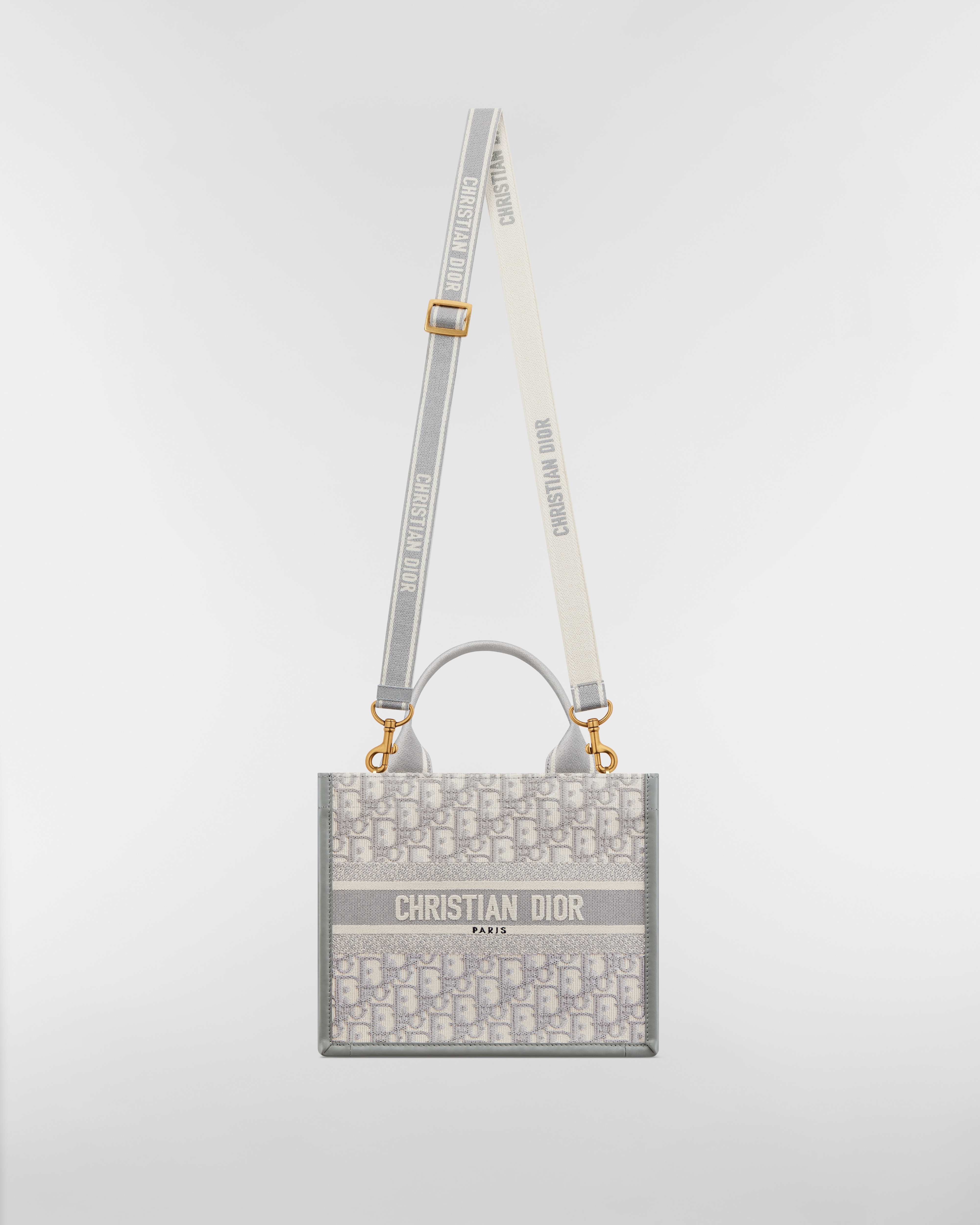 小碼 Dior Book Tote 灰色 Dior Oblique 刺繡和小牛皮（26.5 x 22 x 14 厘米） E07