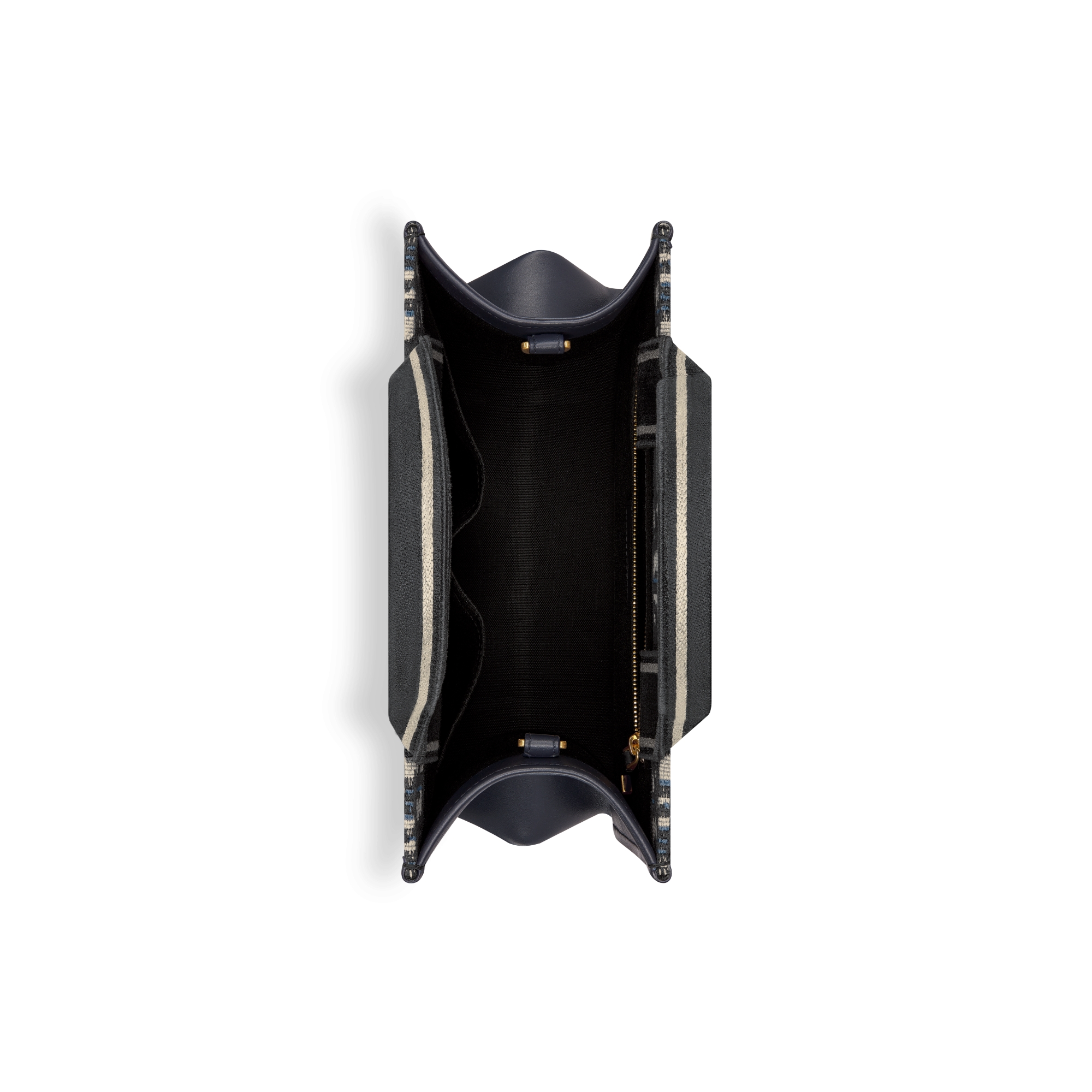 Small Dior Book Tote Blue Dior Oblique Embroidery and Calfskin (26.5 x 22 x 14 cm) E06