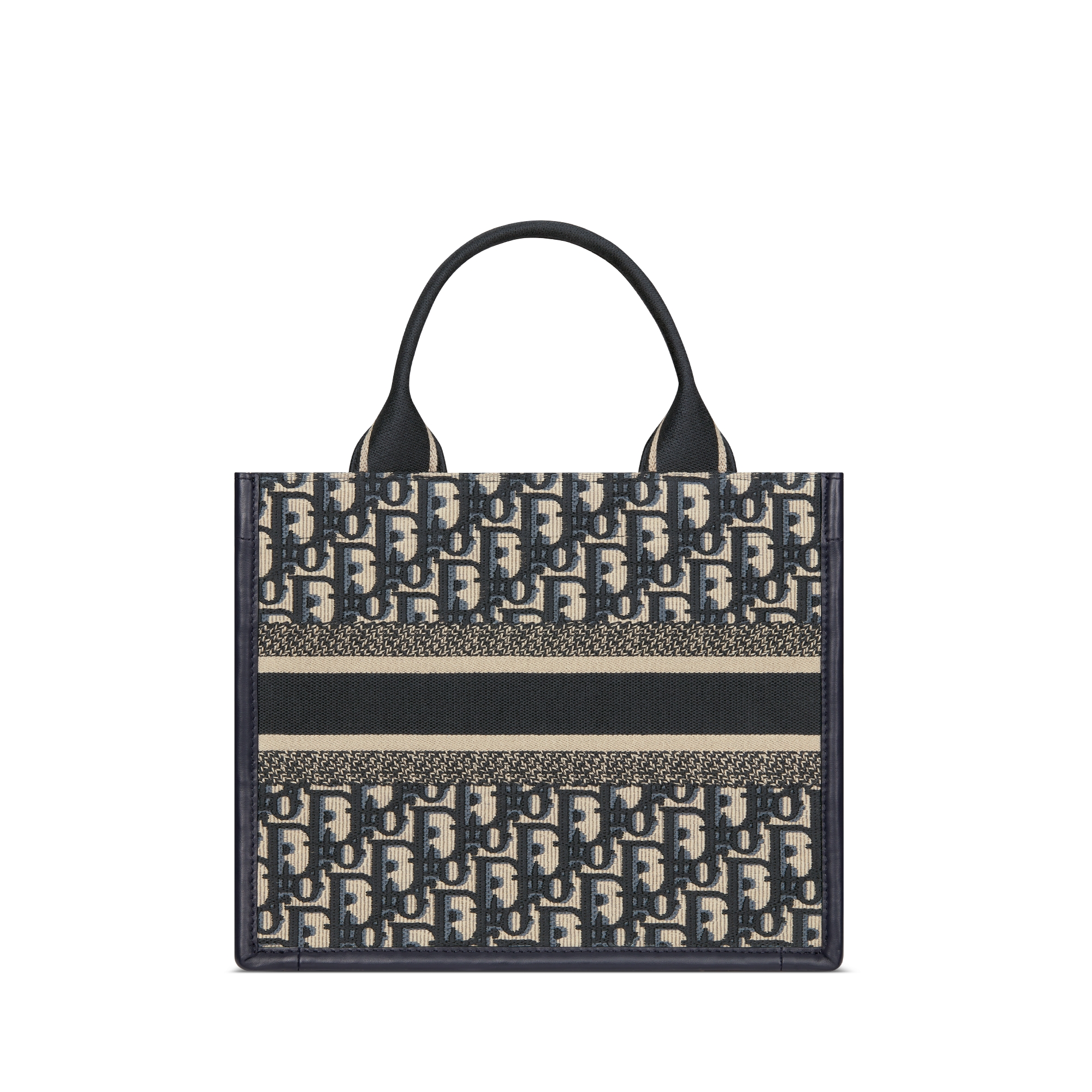 Small Dior Book Tote Blue Dior Oblique Embroidery and Calfskin (26.5 x 22 x 14 cm) E08