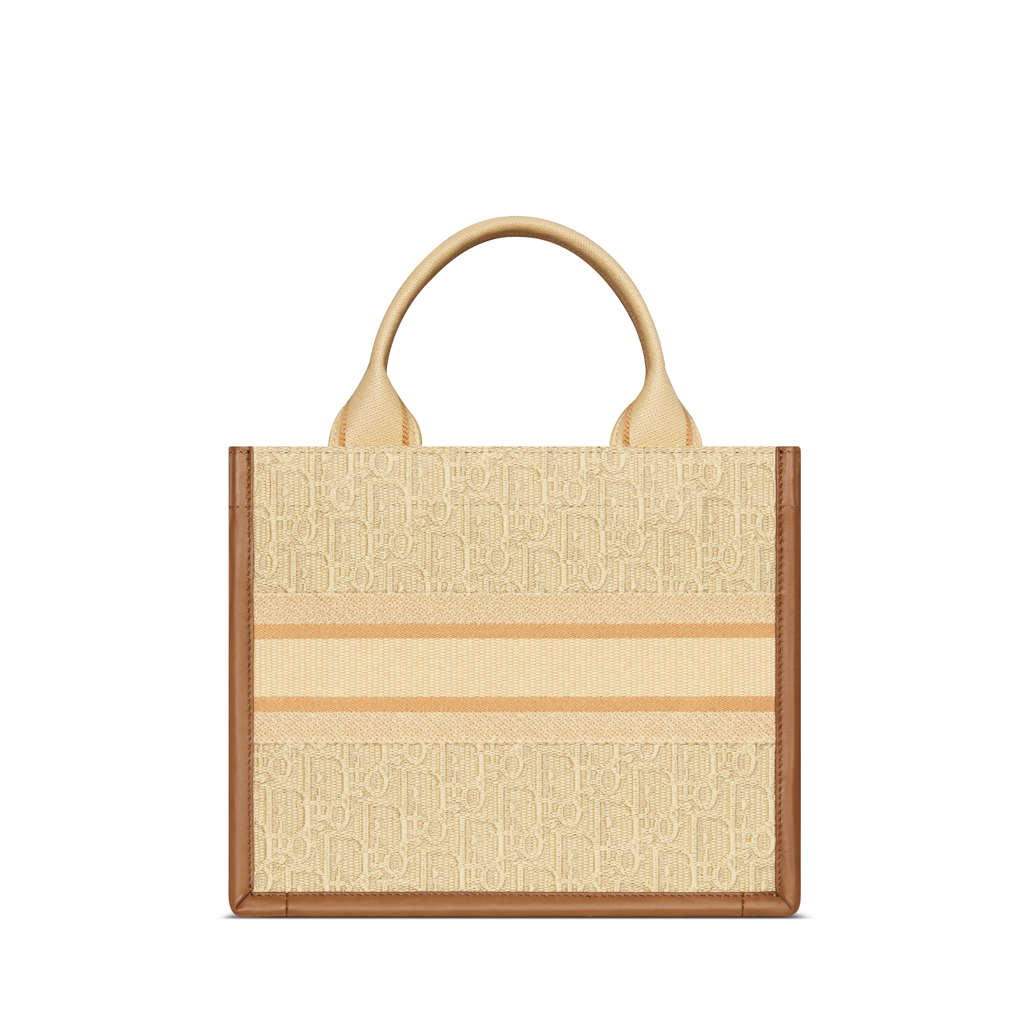 Small Dior Book Tote Beige Dior Oblique Embroidered Raffia and