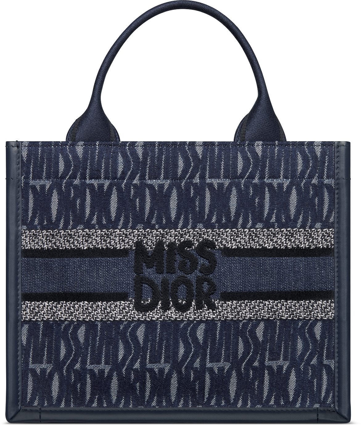 DIOR | Dior Book Tote バッグ スモール Miss Dior Allover エンブロイダリー デニム (26.5 x 22 x  14 cm)