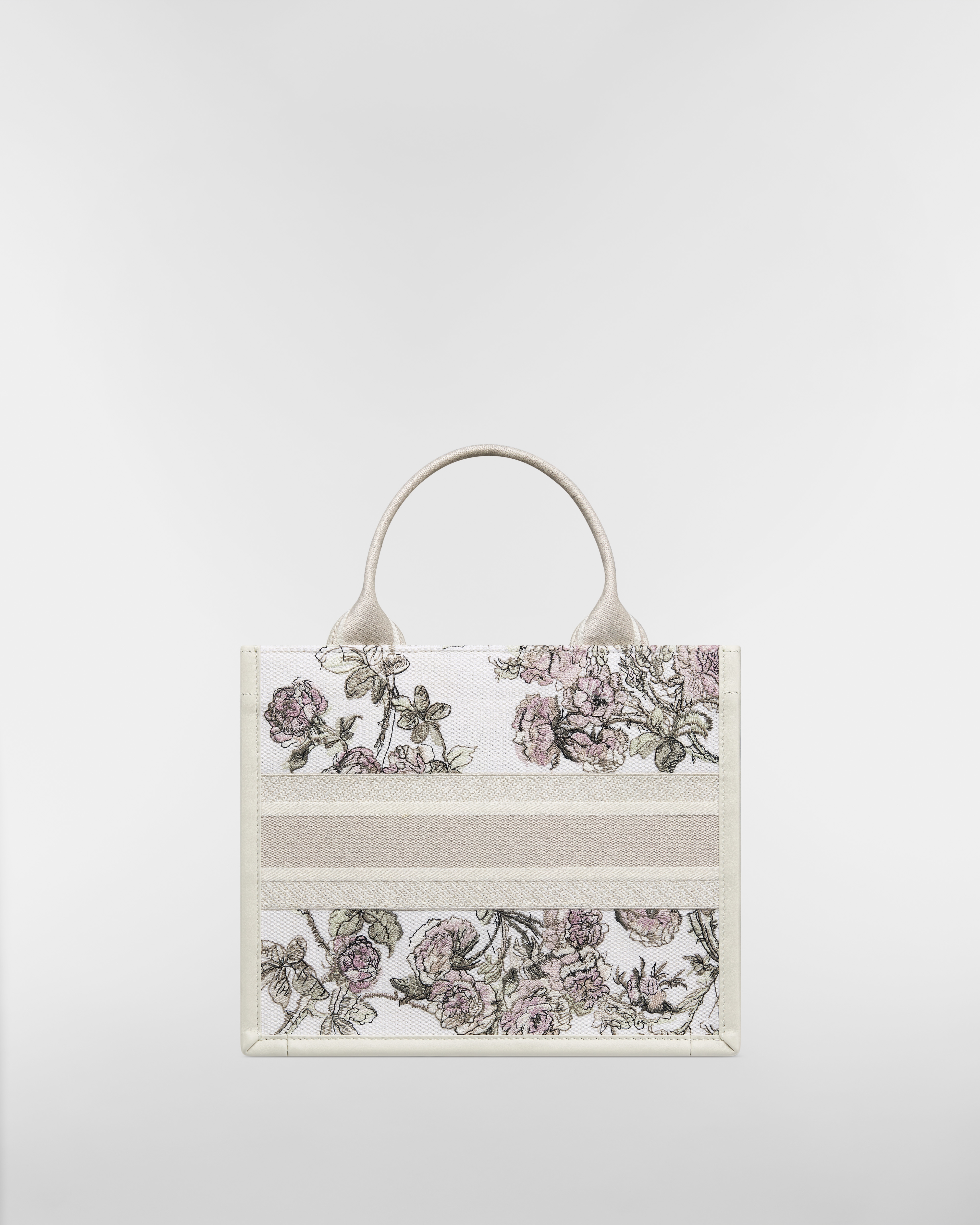 Sac Dior Book Tote Small Broderie Rosier de Dior multicolore et cuir de veau couleur latte (26,5 x 22 x 14 cm) E08