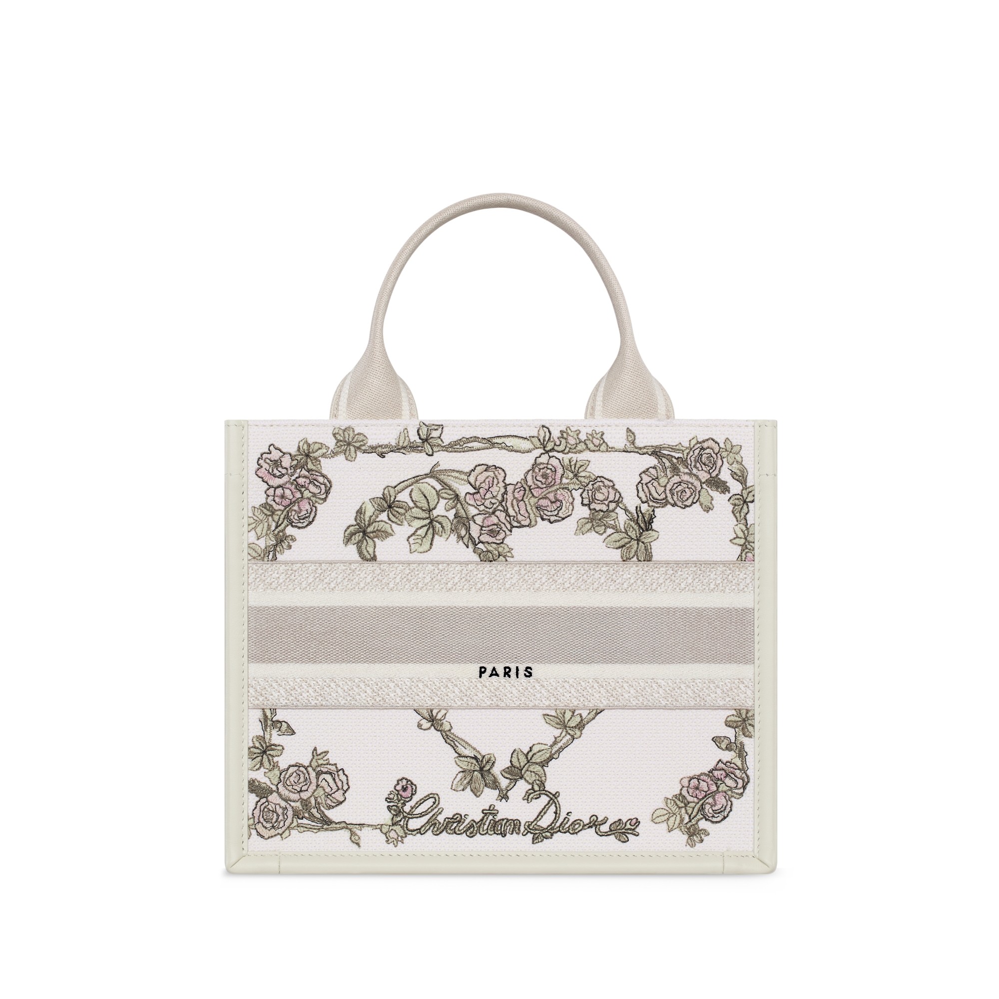 Dior Book Tote バッグ スモール Amour de Roses エンブロイダリー & カーフスキン (26.5 x 22 x 14 cm) E08