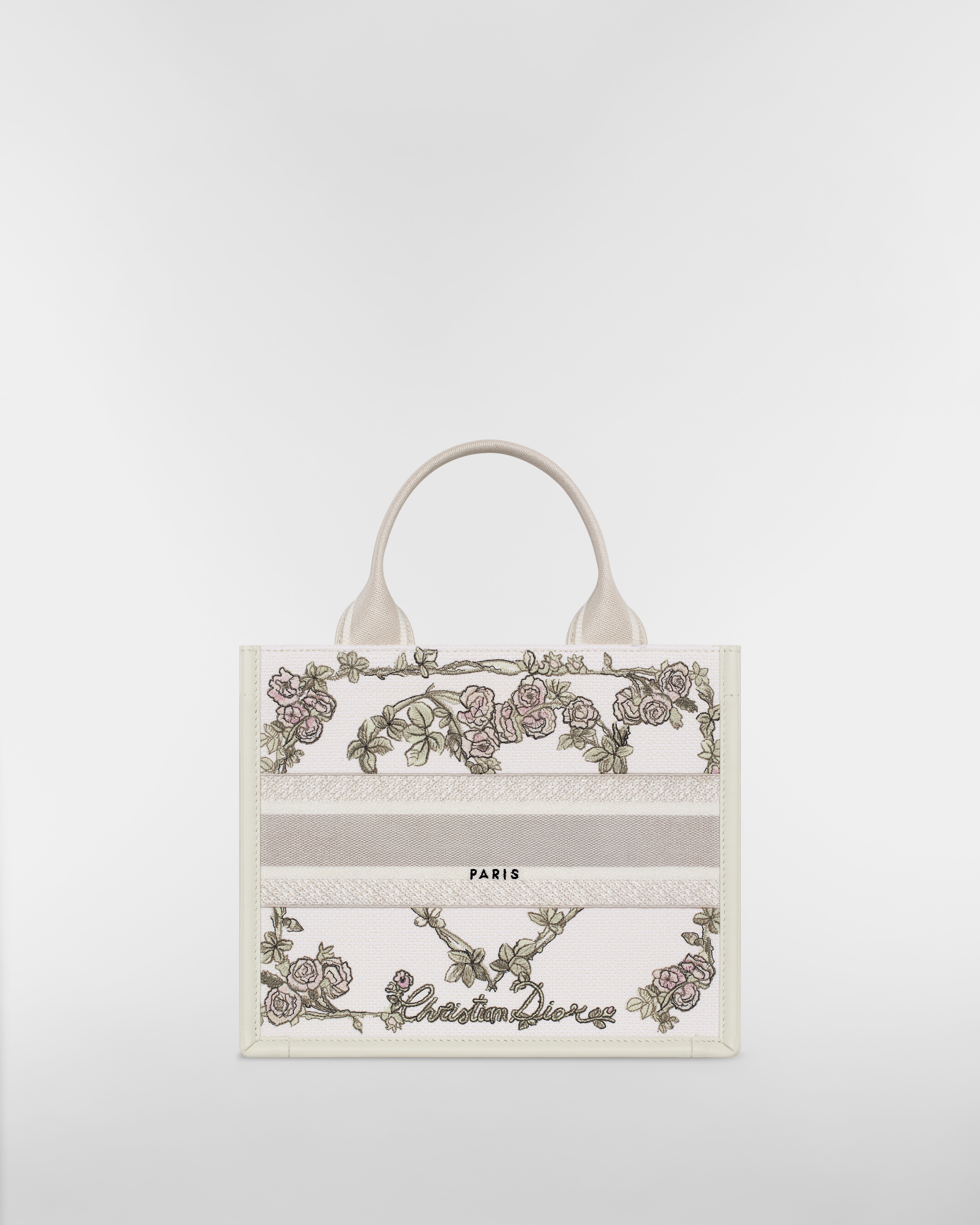 小碼 Dior Book Tote 多色 Amour de Roses 刺繡和奶白色小牛皮（26.5 x 22 x 14 厘米） E08