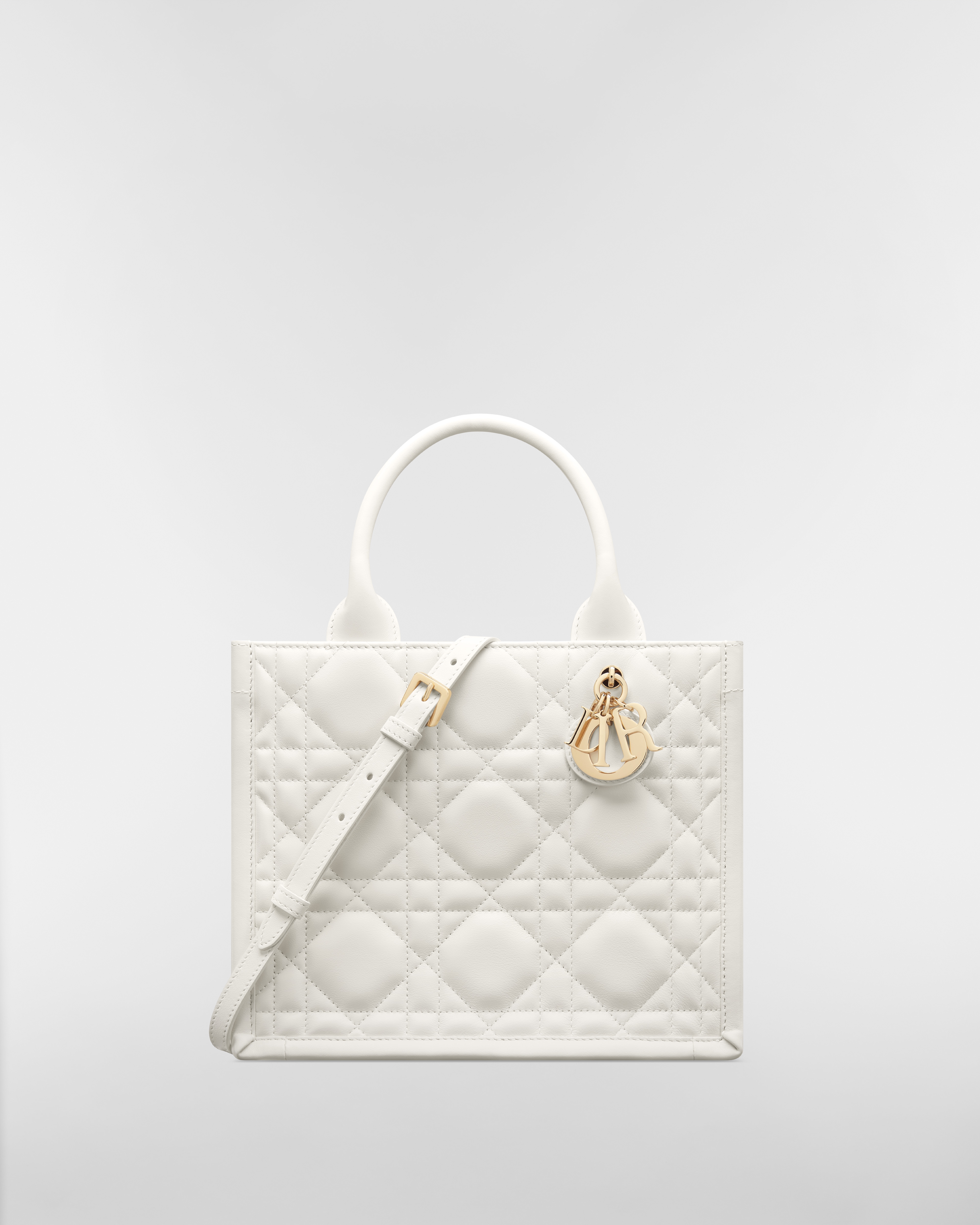 小碼 Dior Book Tote 奶白色大型藤格紋圖案小牛皮（26.5 x 22 x 14 厘米） E01