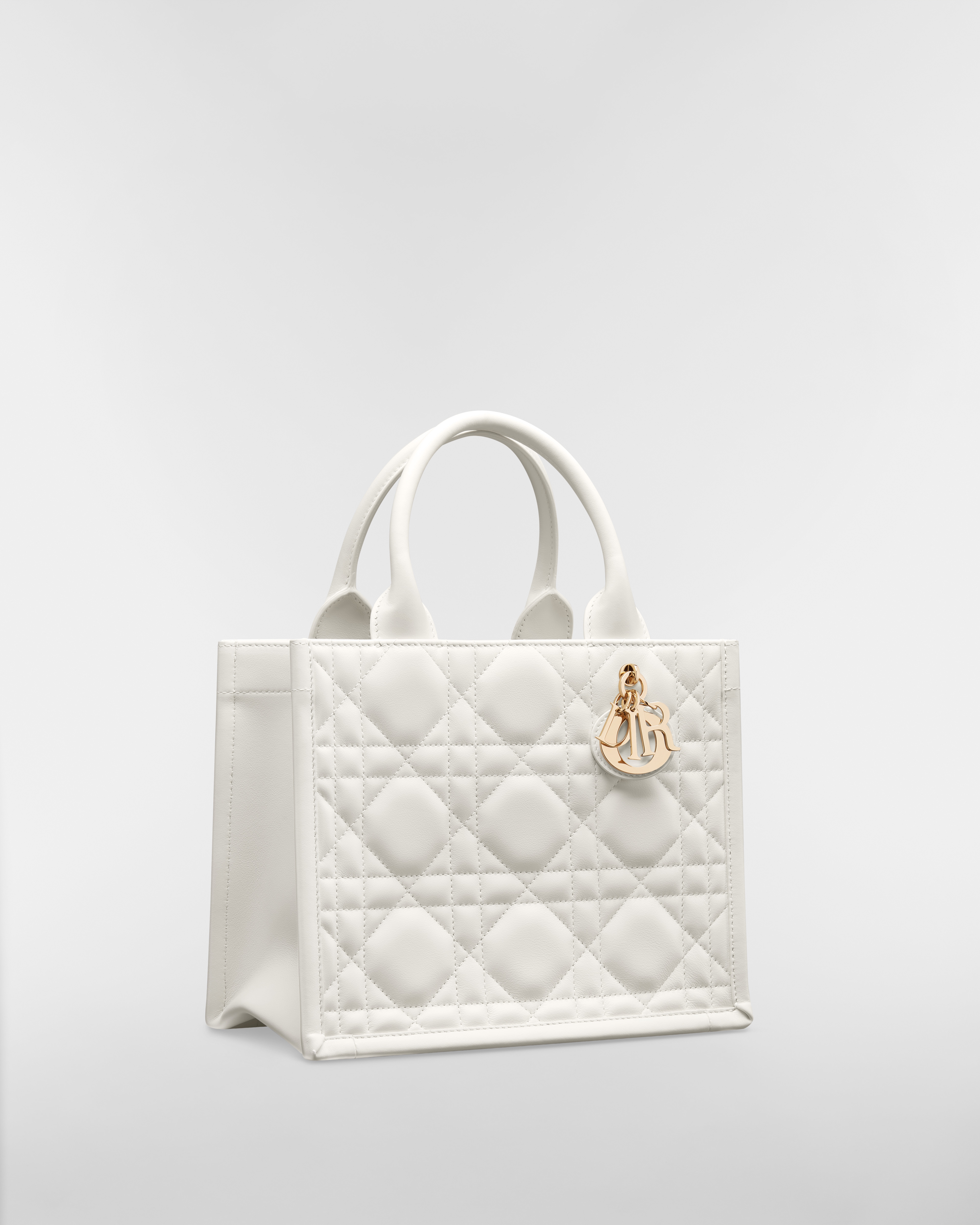 小碼 Dior Book Tote 奶白色大型藤格紋圖案小牛皮（26.5 x 22 x 14 厘米） E03