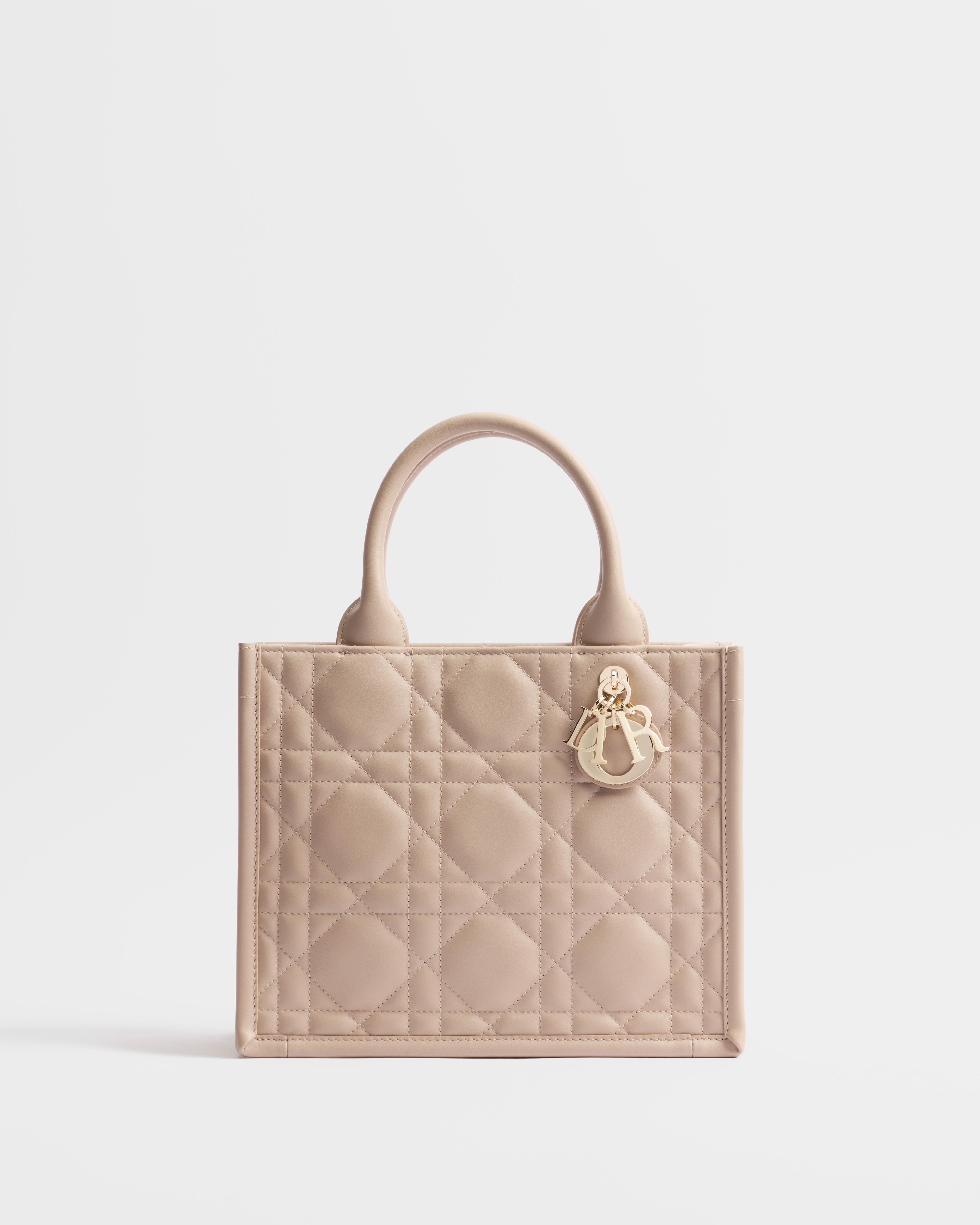 小碼 Dior Book Tote 粉米色大型藤格紋圖案小牛皮（26.5 x 22 x 14 厘米） E01