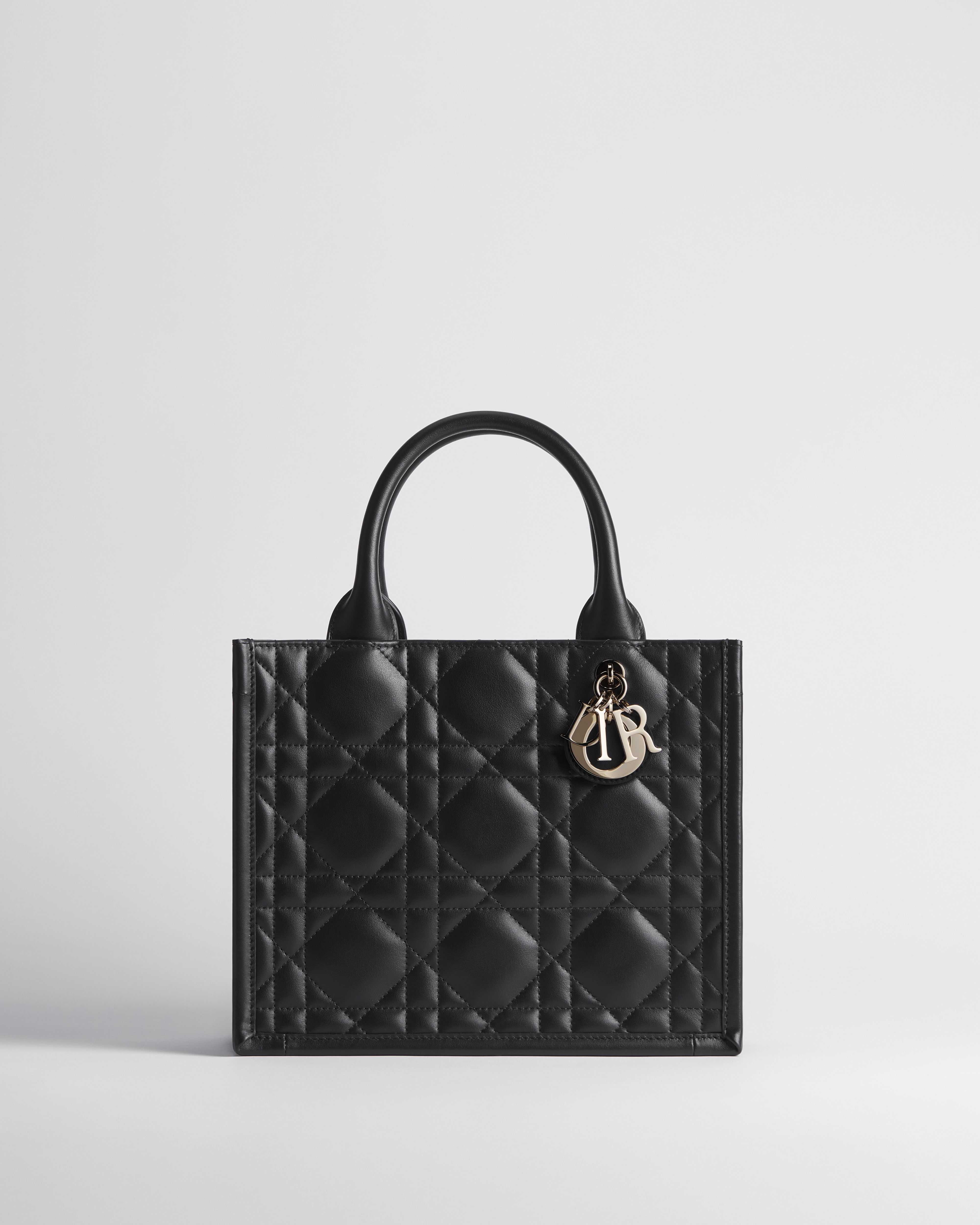 小碼 Dior Book Tote 黑色大型藤格紋圖案小牛皮（26.5 x 22 x 14 厘米） E01