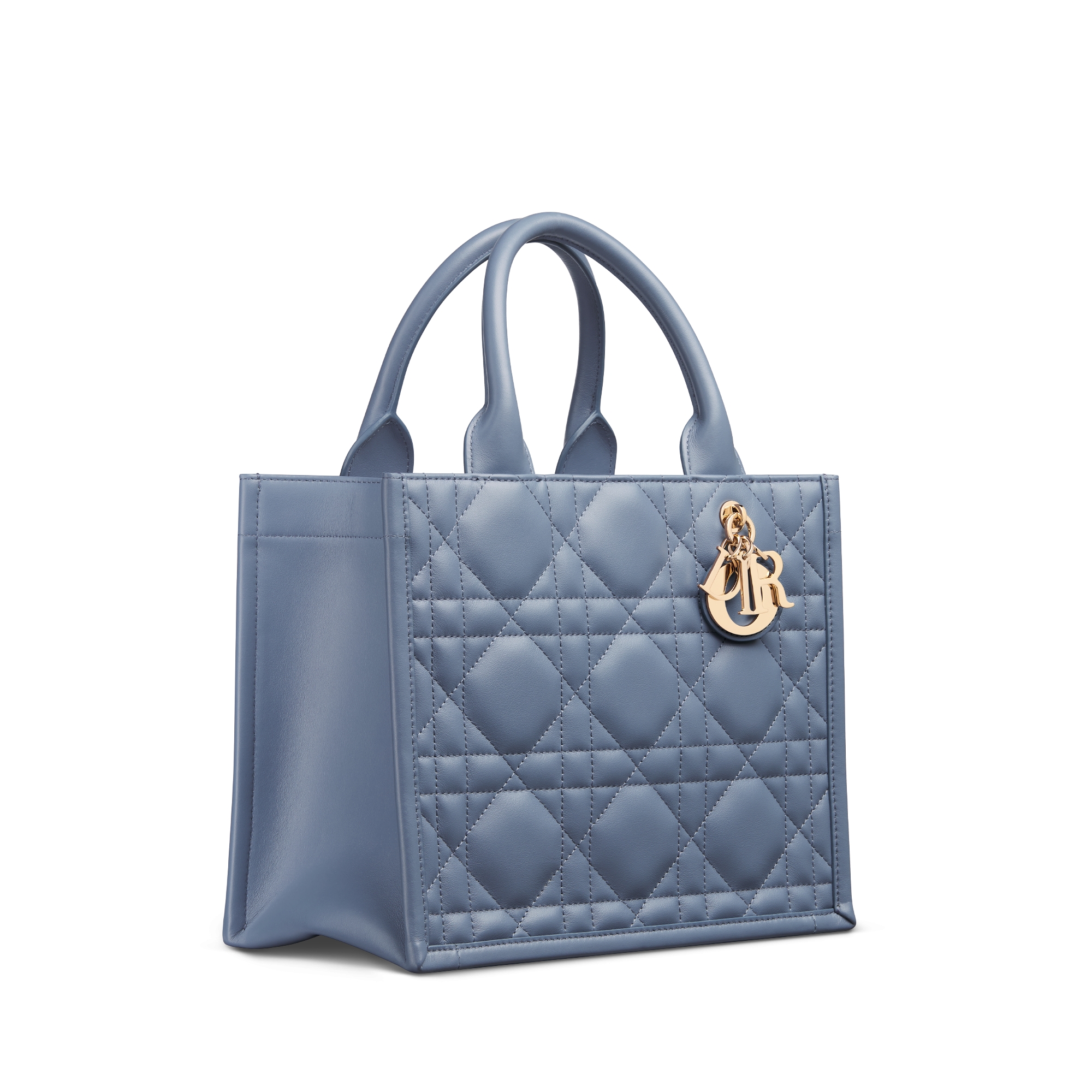 Dior Book Tote 小型托特包 牛仔藍 Macrocannage 大籐格紋小牛皮（26.5 x 22 x 14 公分） E03