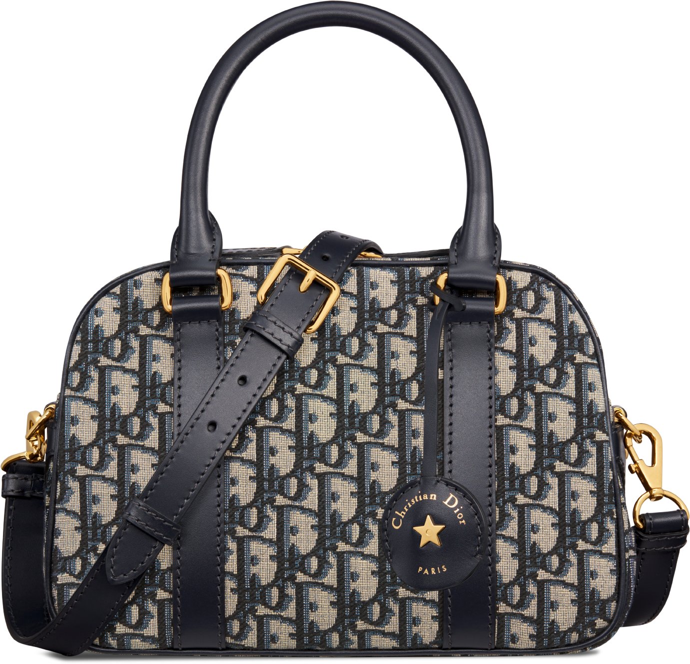 Bolsa bowling D Vibe media Jacquard Dior Oblique azul DIOR