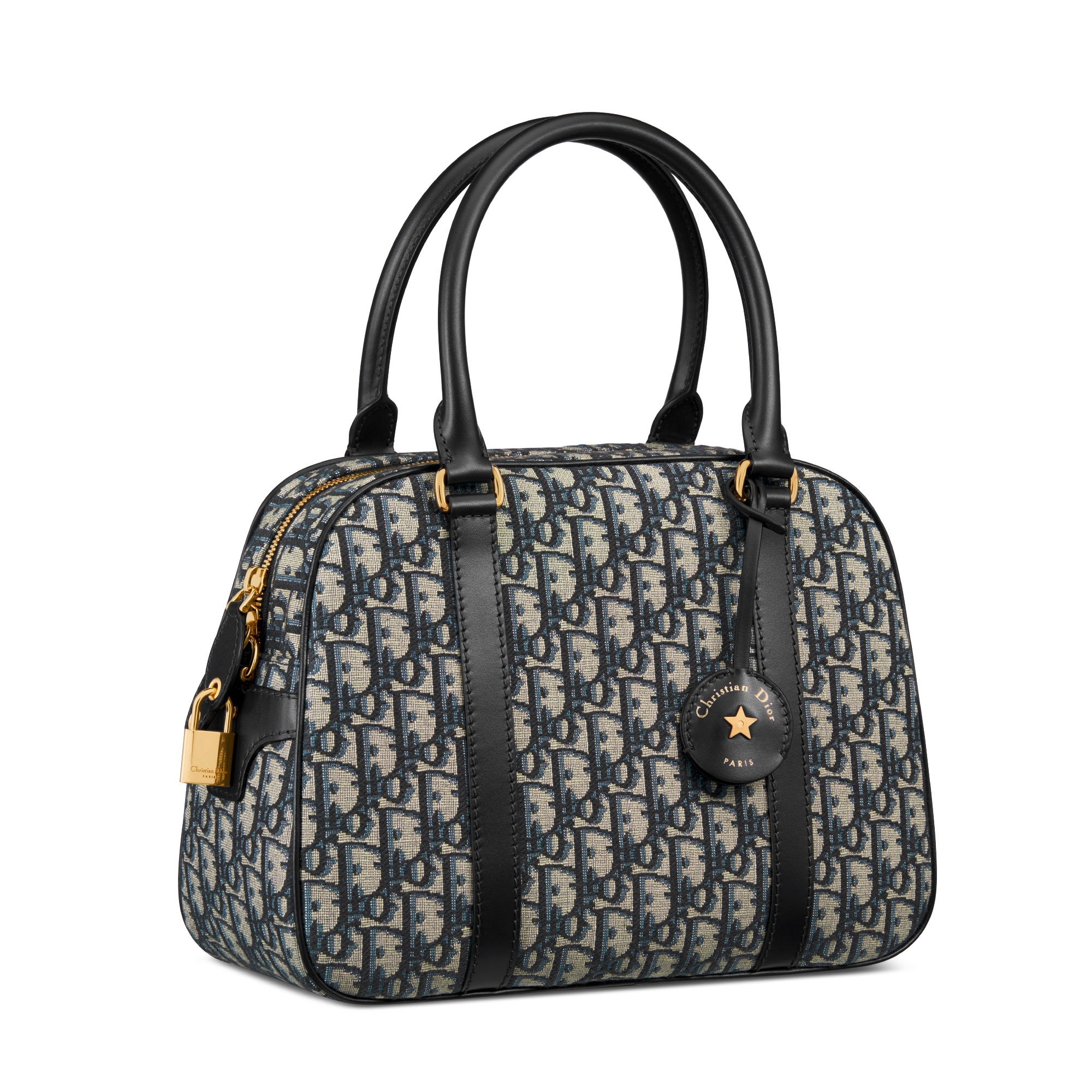 Large D-Vibe Bowling Bag Blue Dior Oblique Jacquard | DIOR