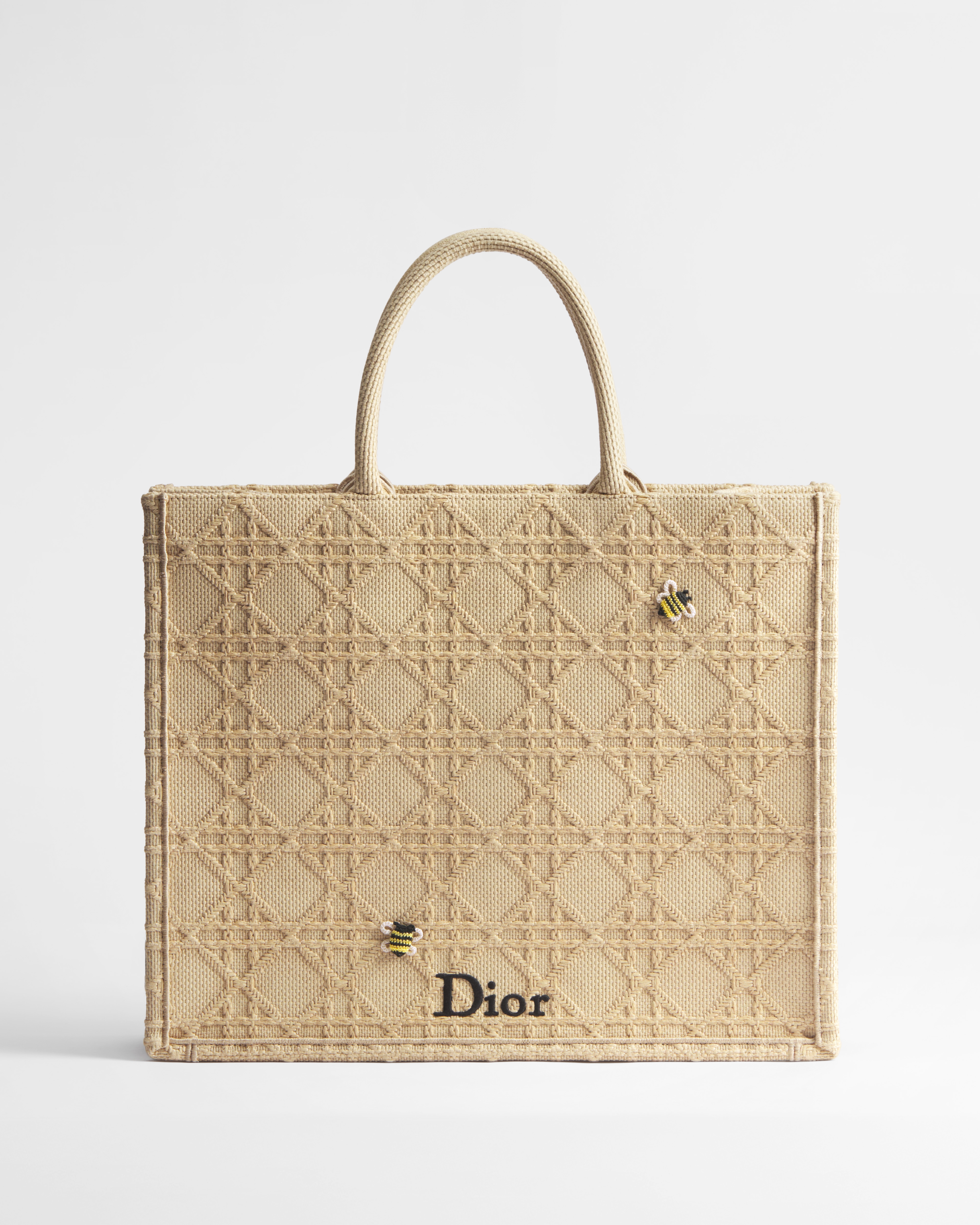 Dior Book Tote grande Bordado Cannage efecto rafia natural (42 x 35 x 18 cm) E01