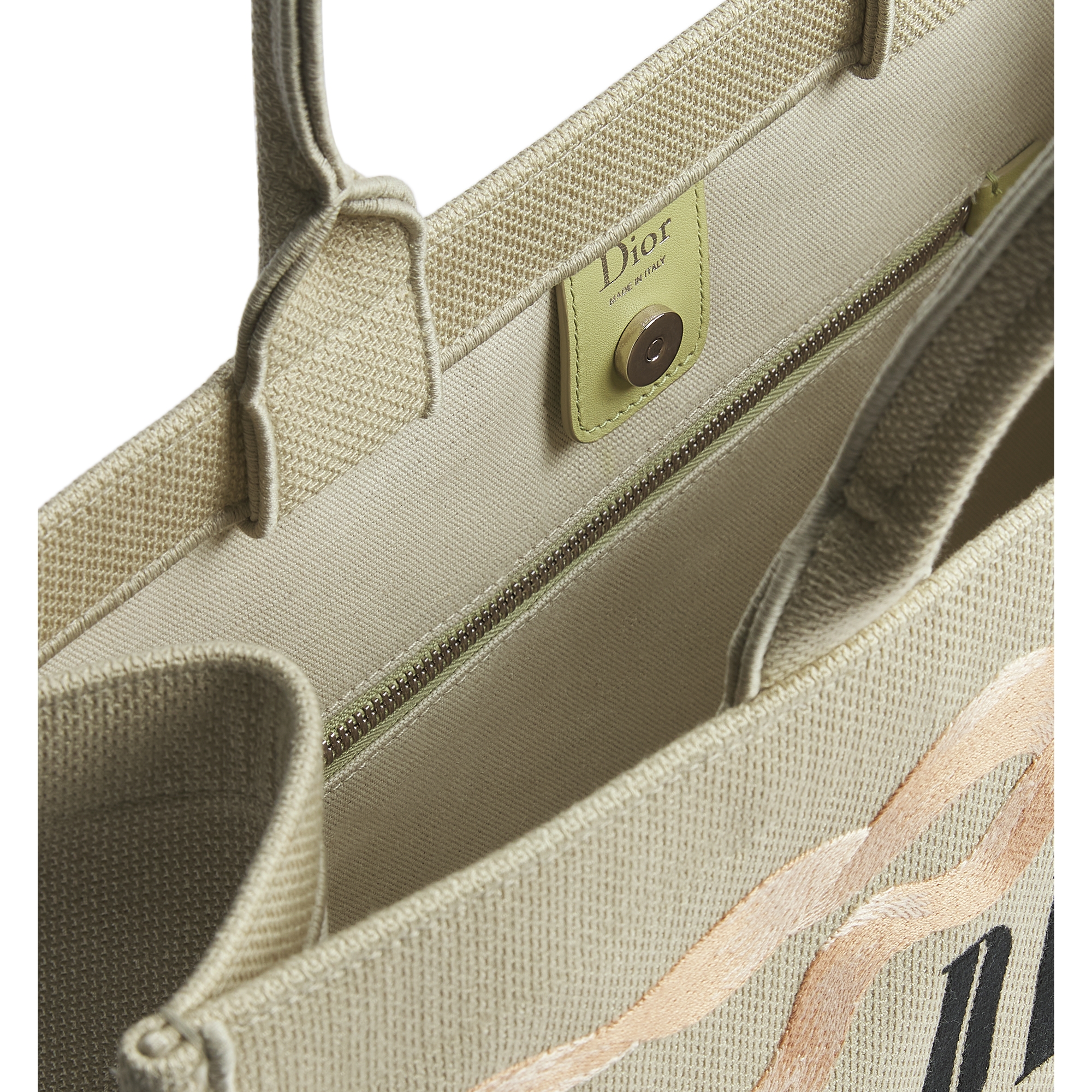 Large Dior Book Tote Beige, Pink and Black Book Cover Embroidery (42 x 35 x 18.5 cm) E06