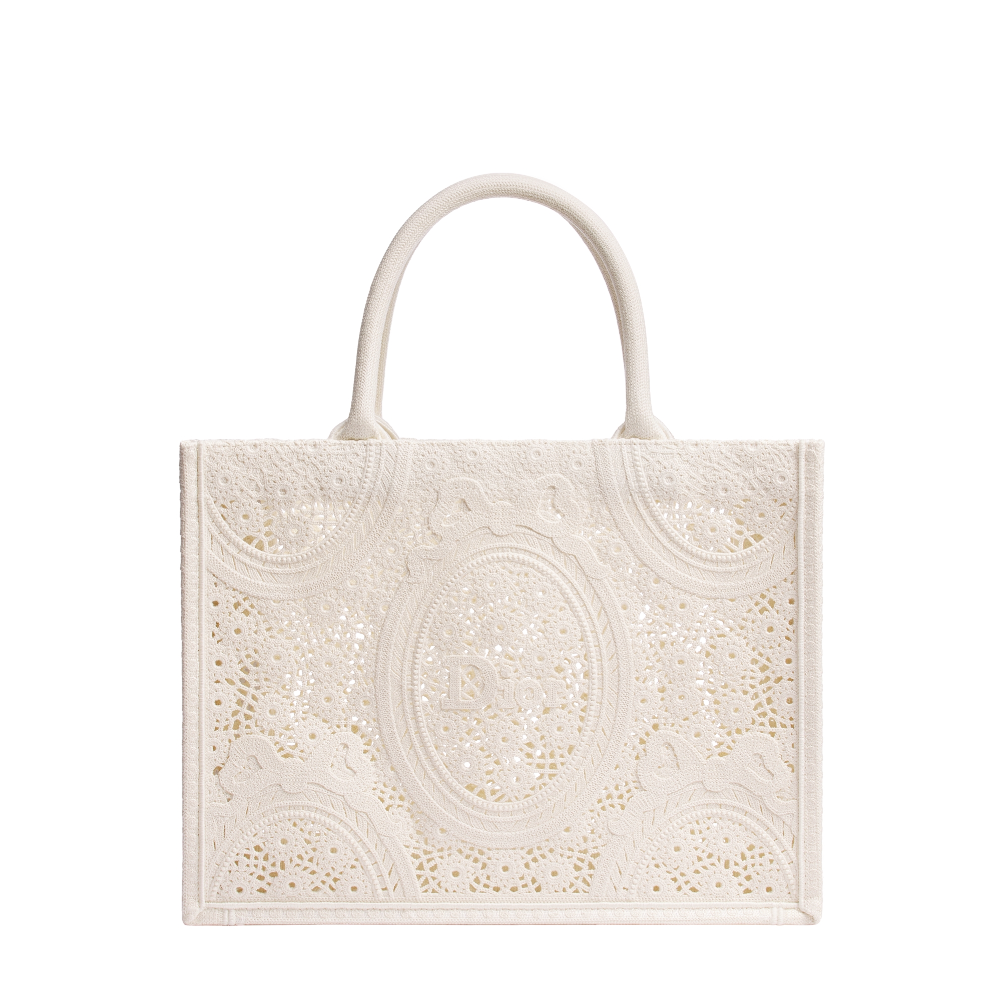  Crochet brodé à signature Dior Médaillon couleur latte (36 x 27,5 x 16,5 cm)