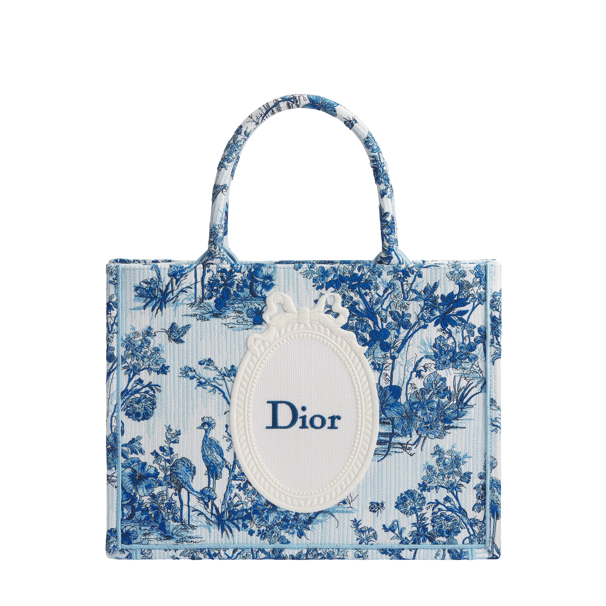 Dioriviera Medium Dior Book Tote with Strap Blue Toile de Jouy