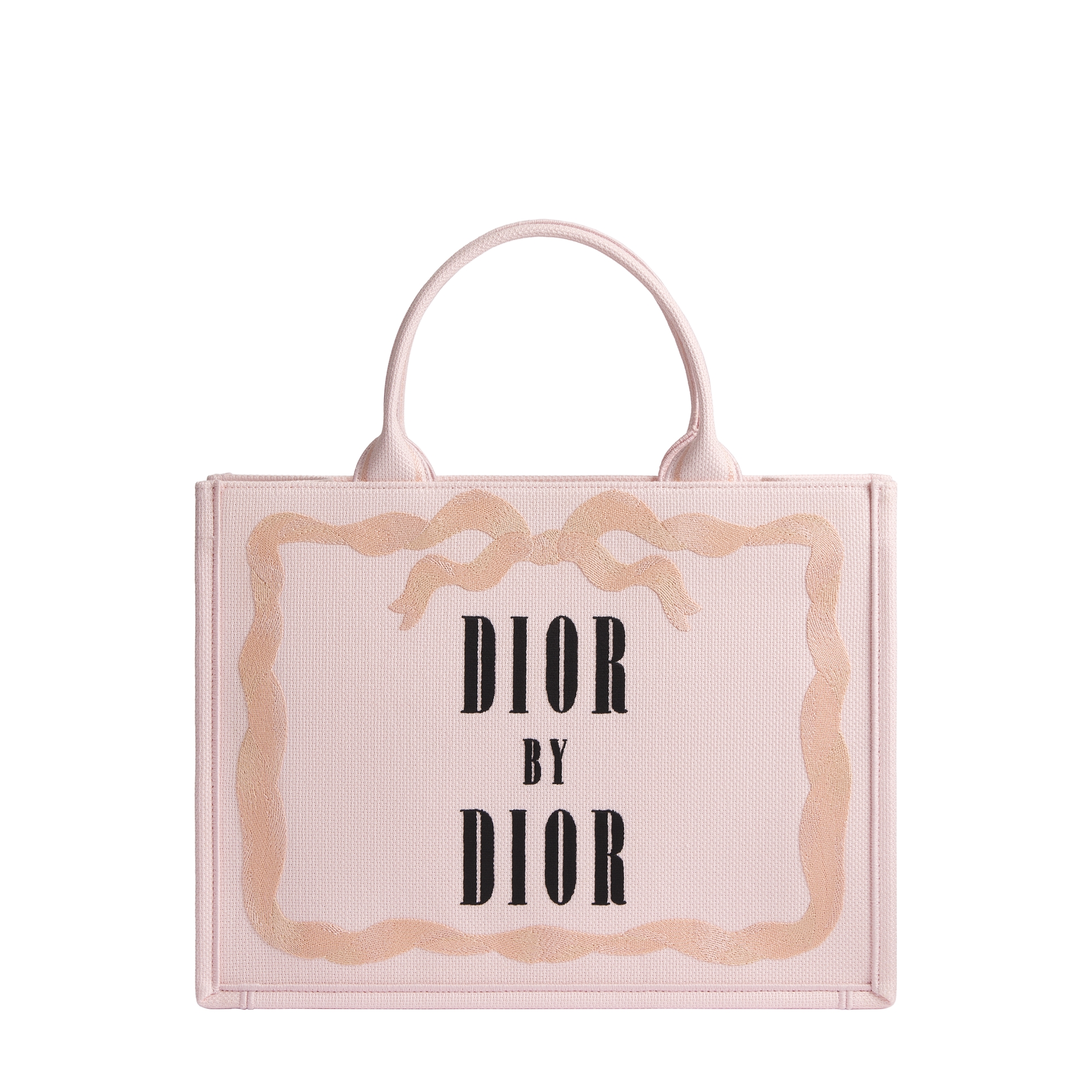 Medium Dior Book Tote with Strap Pink Book Cover Embroidery (36 x 27.5 x 16.5 cm) E01