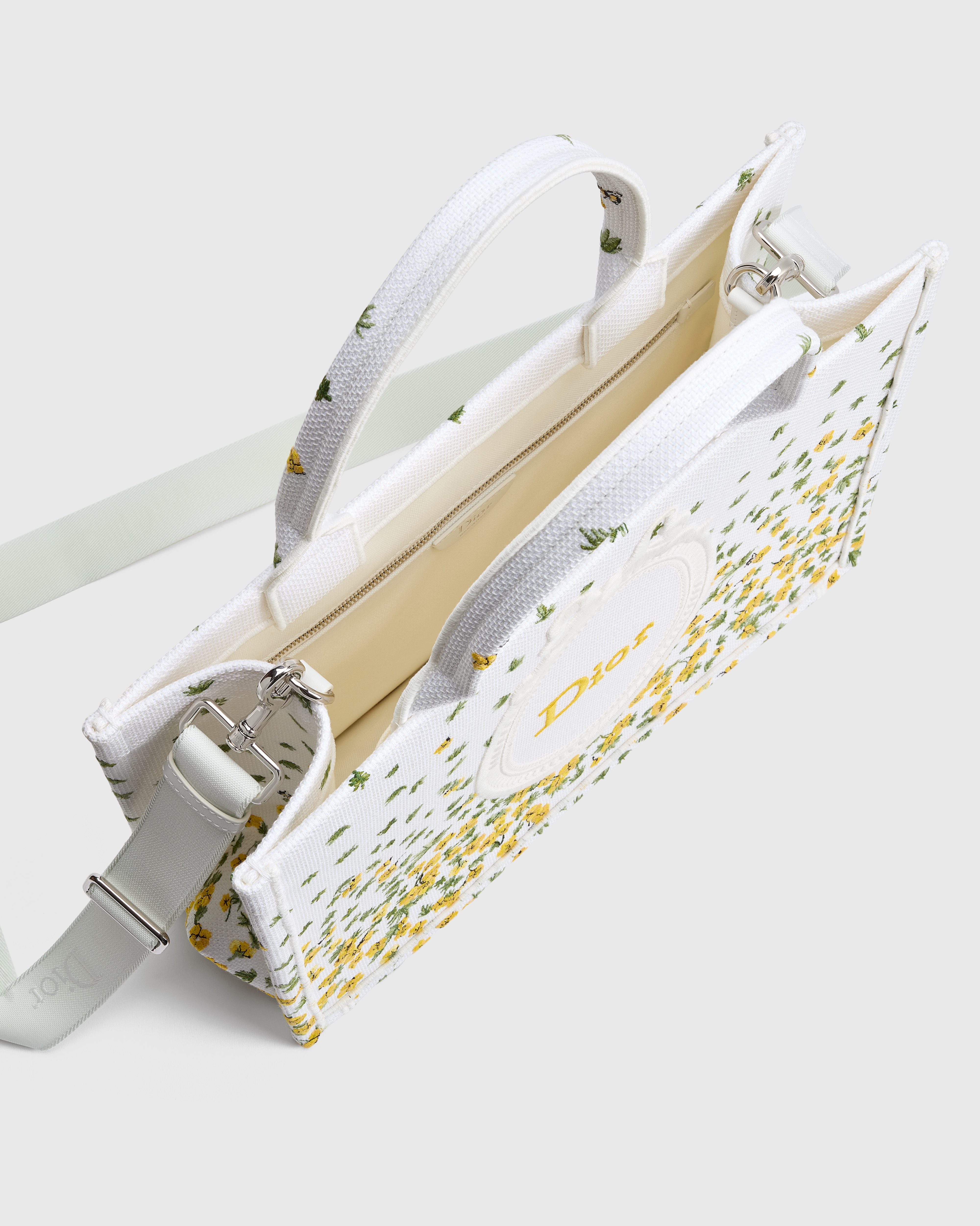 中碼 Dior Book Tote 連肩帶 毛茛黃色 Dior 刺繡及白色 Dior Médaillon（36 x 27.5 x 16.5 厘米） E09