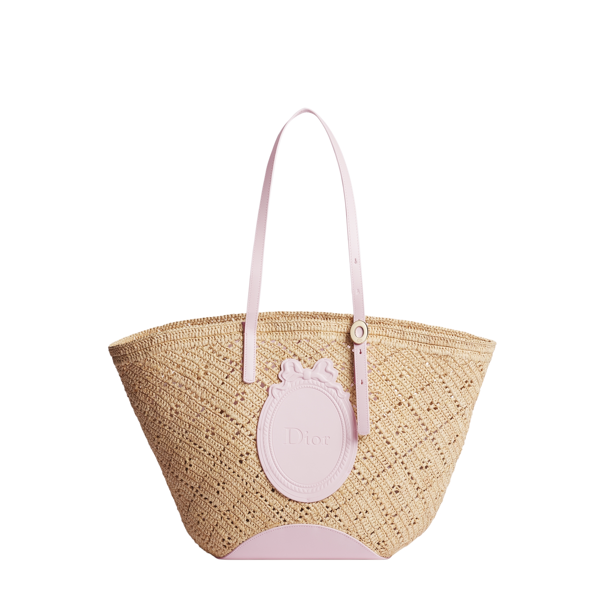 Dioriviera Medium Dior Blooming Bag Openwork Raffia and Rose