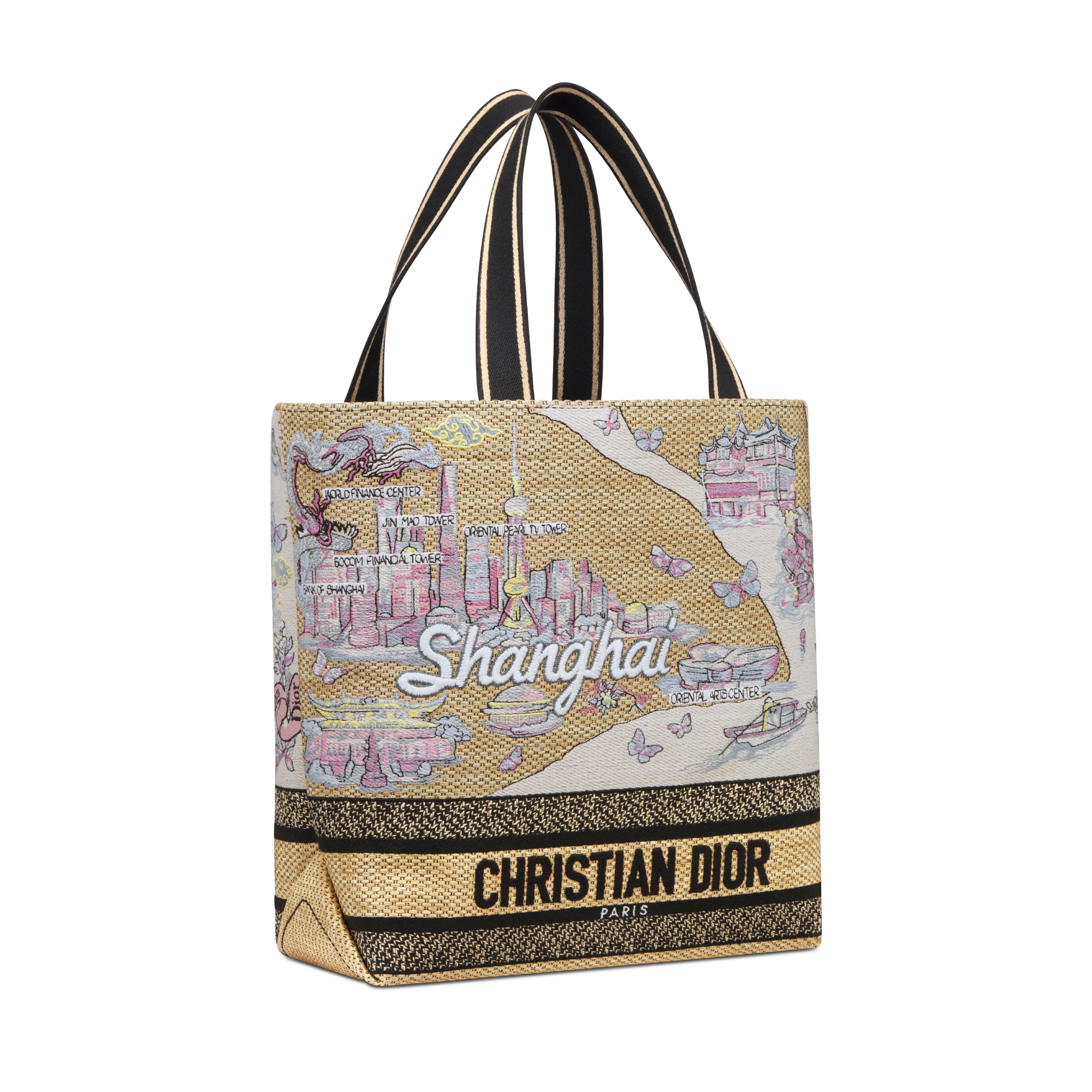 Dior Souvenir Medium Soft Dior Book Tote Natural Raffia and Multicolor ...