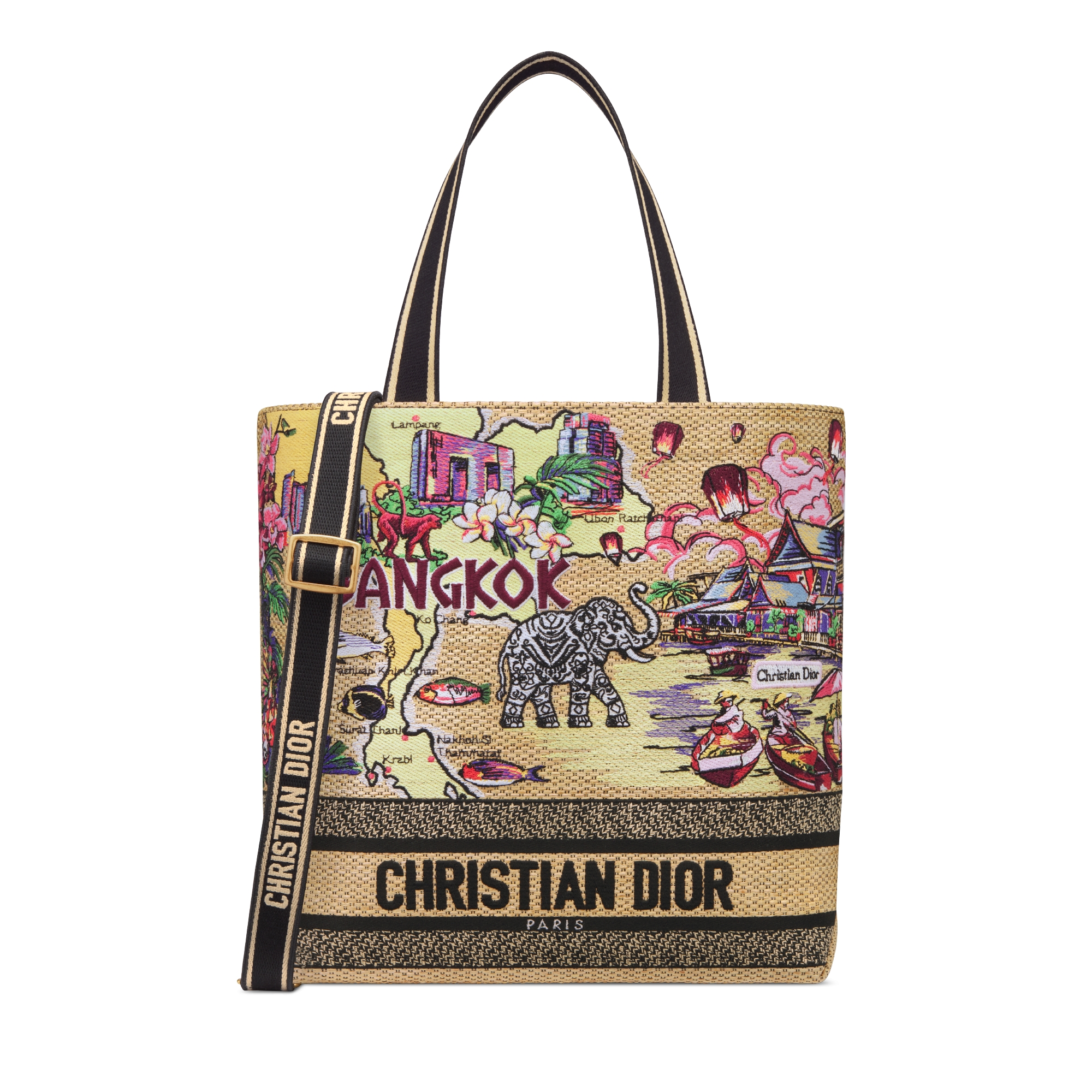 Dior Souvenir Medium Soft Dior Book Tote Natural Raffia and Multicolor ...