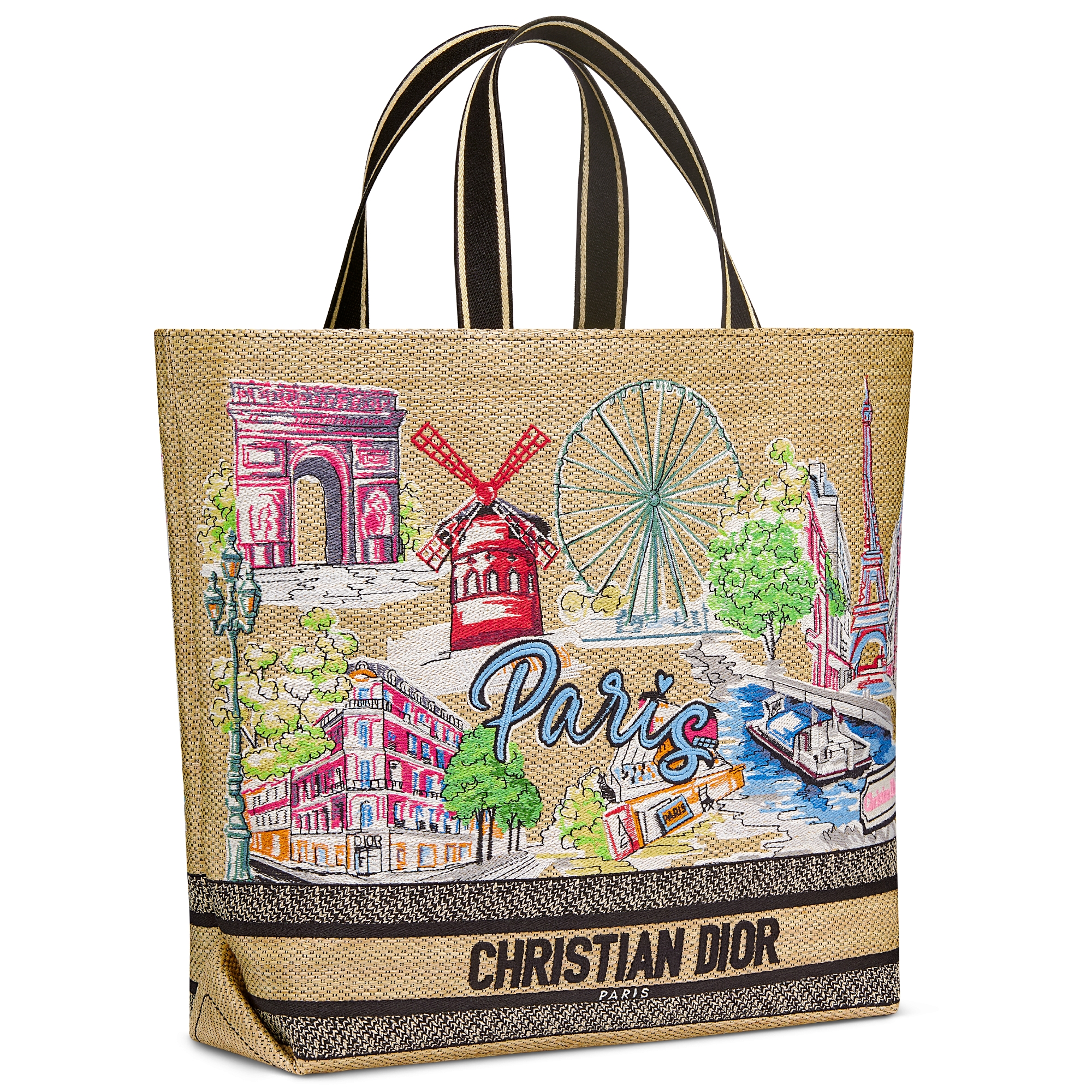 Dior Souvenir Large Soft Dior Book Tote Natural Raffia and Multicolor ...