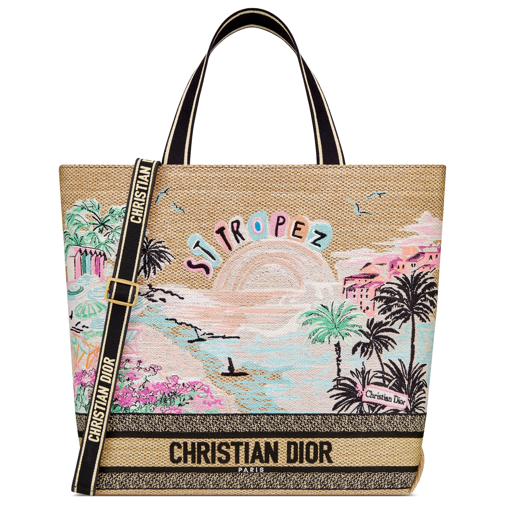 Dior Souvenir Large Soft Dior Book Tote Natural Raffia and Multicolor ...