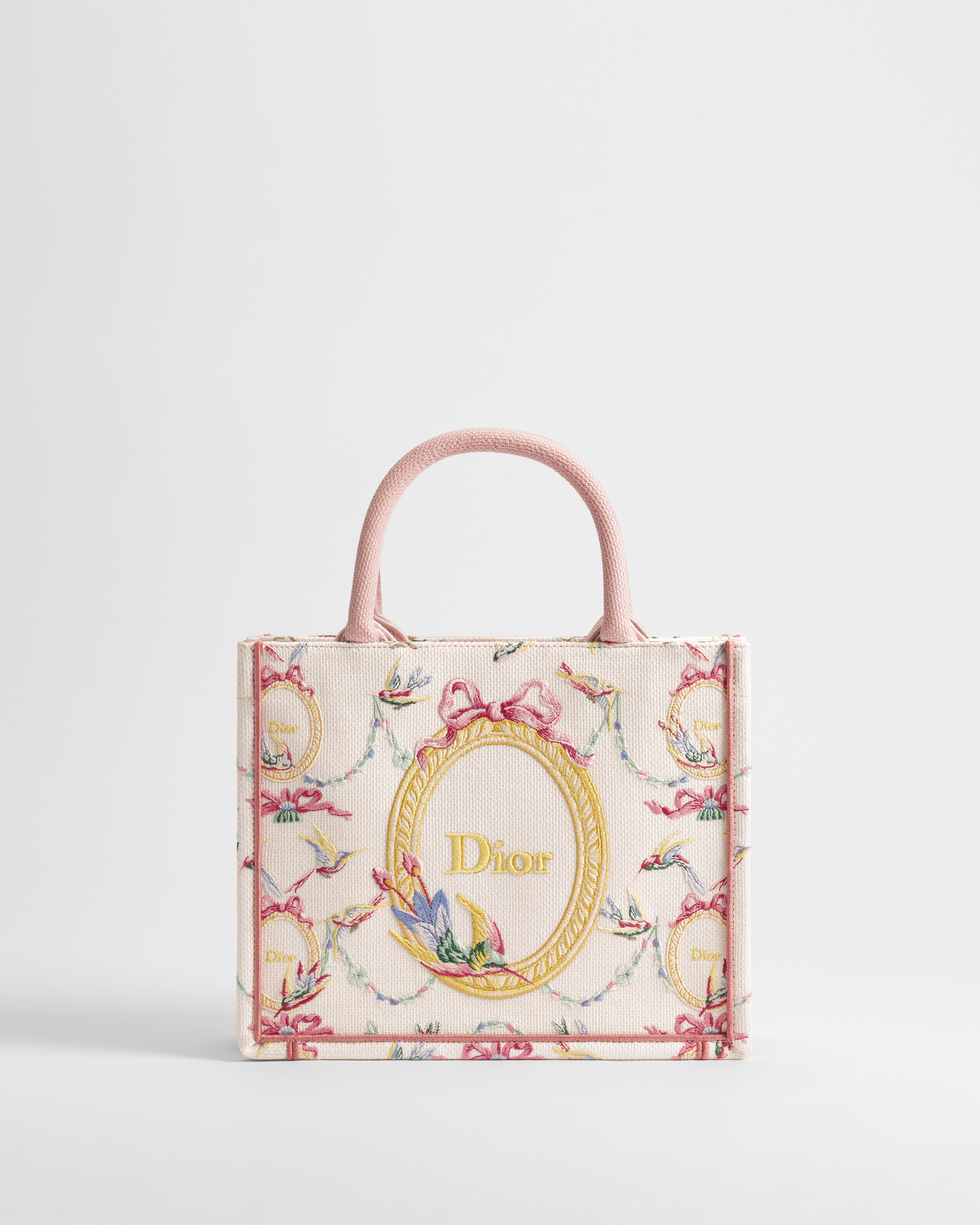 Dior Qixi Small Dior Book Tote with Strap Multicolor Dior Colibri Embroidery and Dior Médaillon (26.5 x 22 x 14 cm) E01