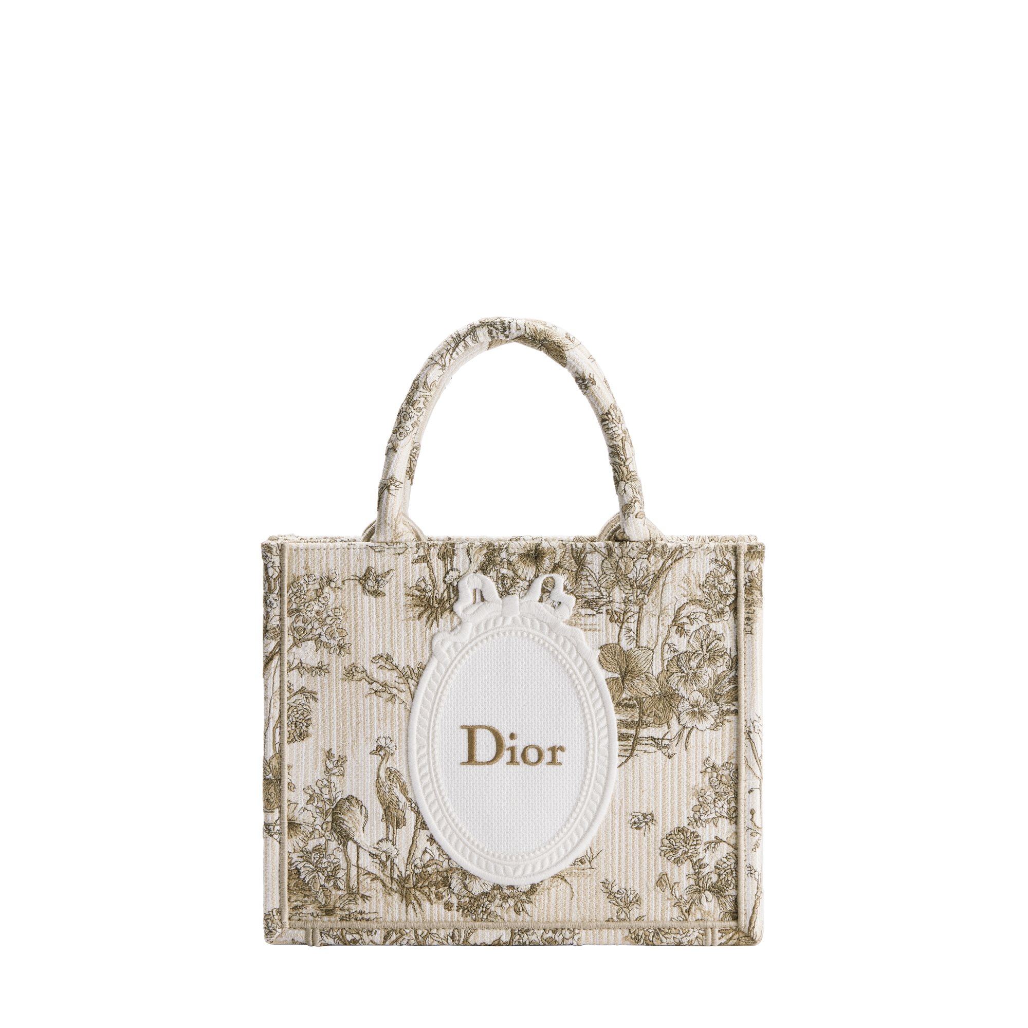 Dioriviera Small Dior Book Tote with Strap Beige Multicolor Toile