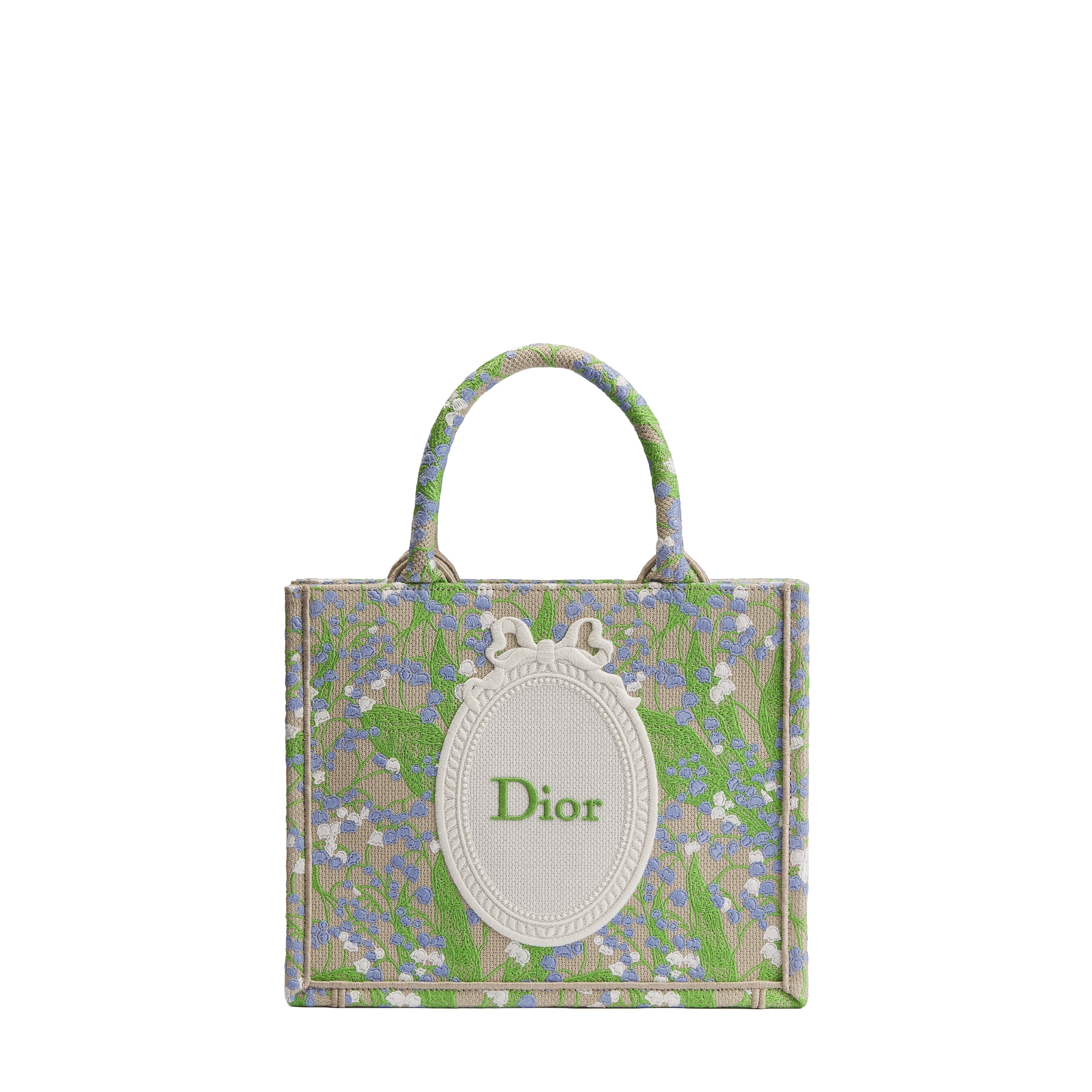 Small Dior Book Tote with Strap Multicolor Lily of the Valley