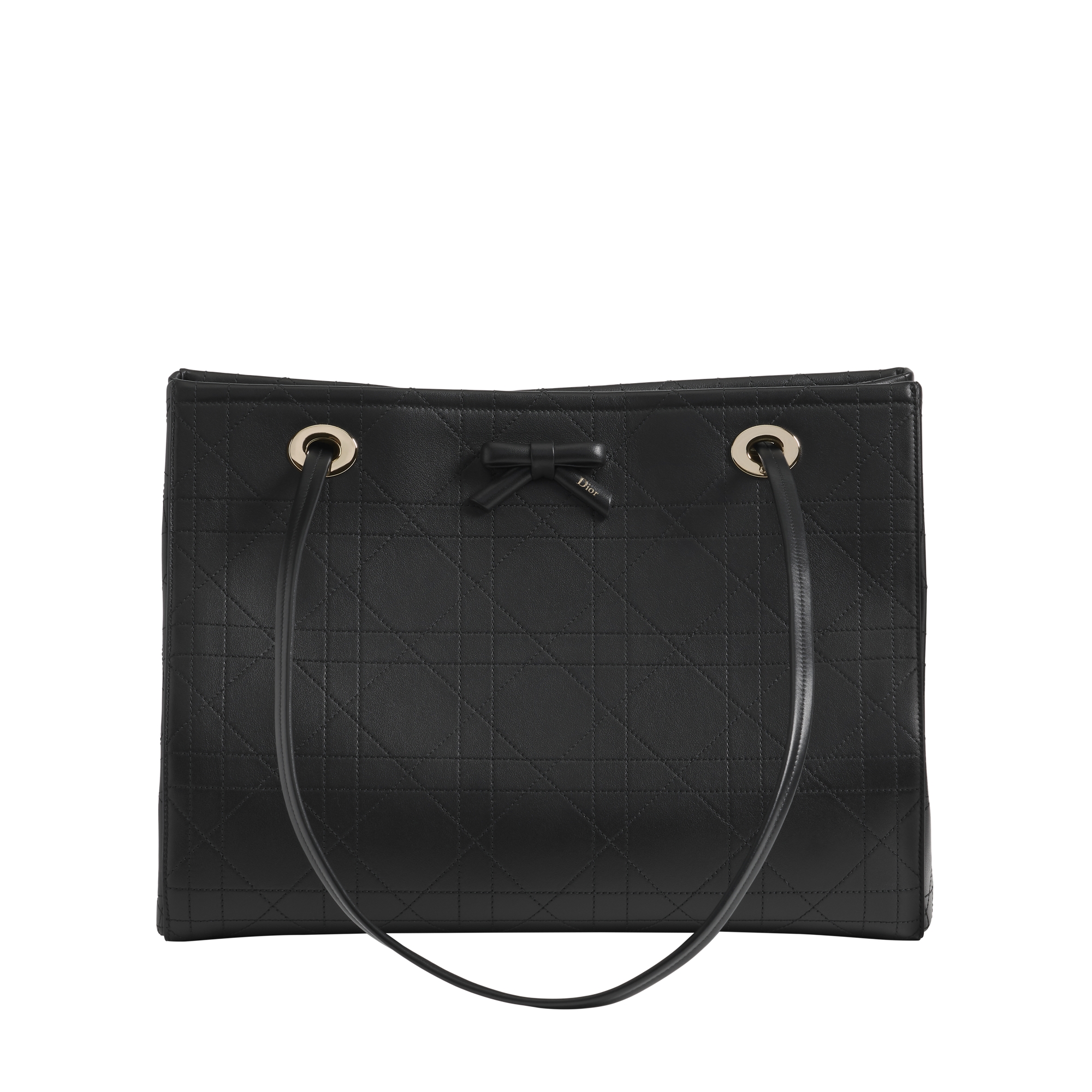 Medium Dior Promenade Shopping Bag Black Flat Cannage Calfskin E01