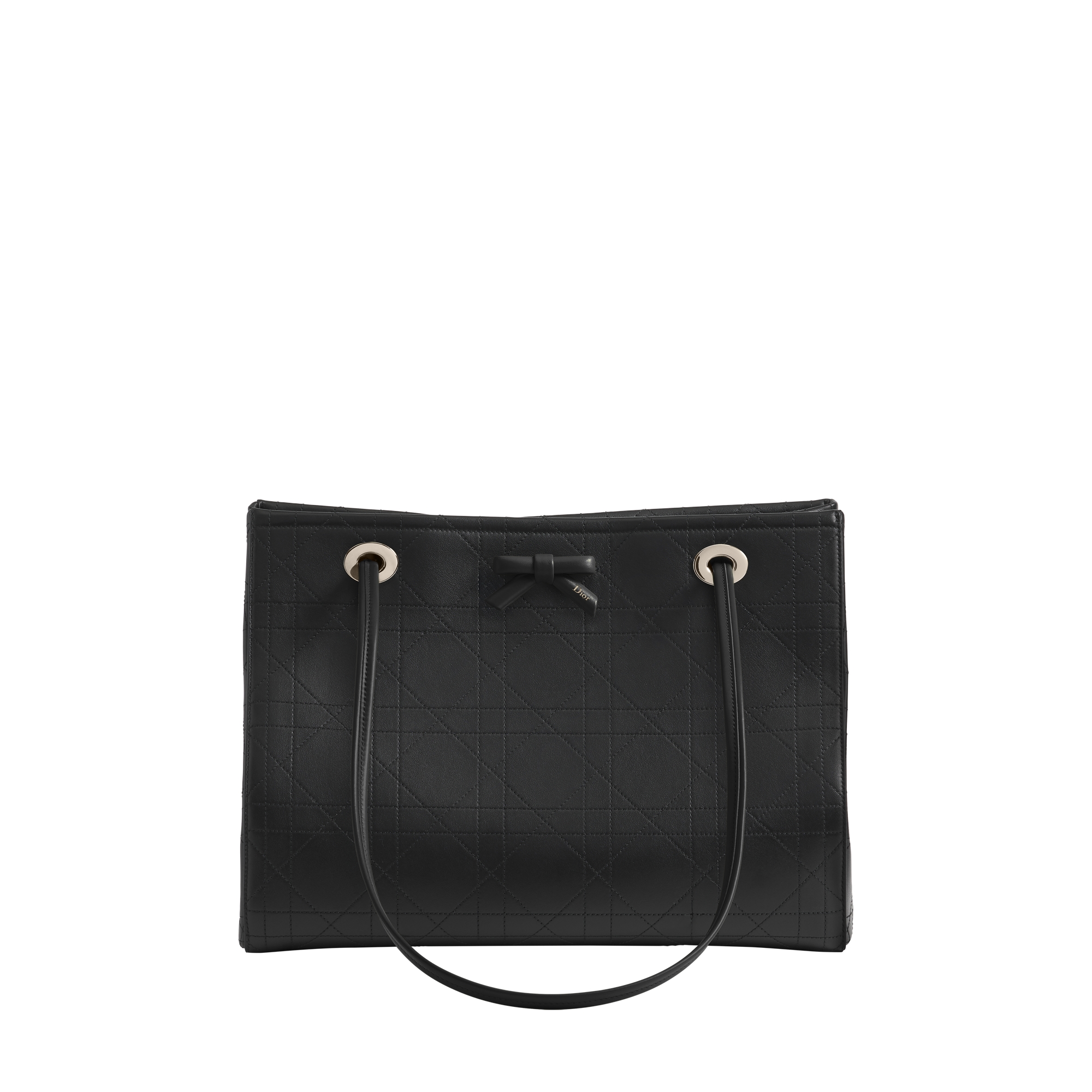 Medium Dior Promenade Shopping Bag Black Flat Cannage Calfskin E01