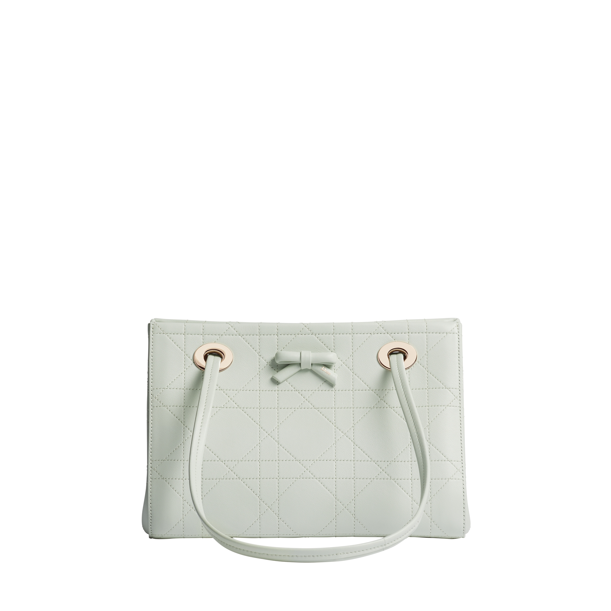 Dior Qixi Small Dior Promenade Shopping Bag Soupir Green Flat Cannage Calfskin E01