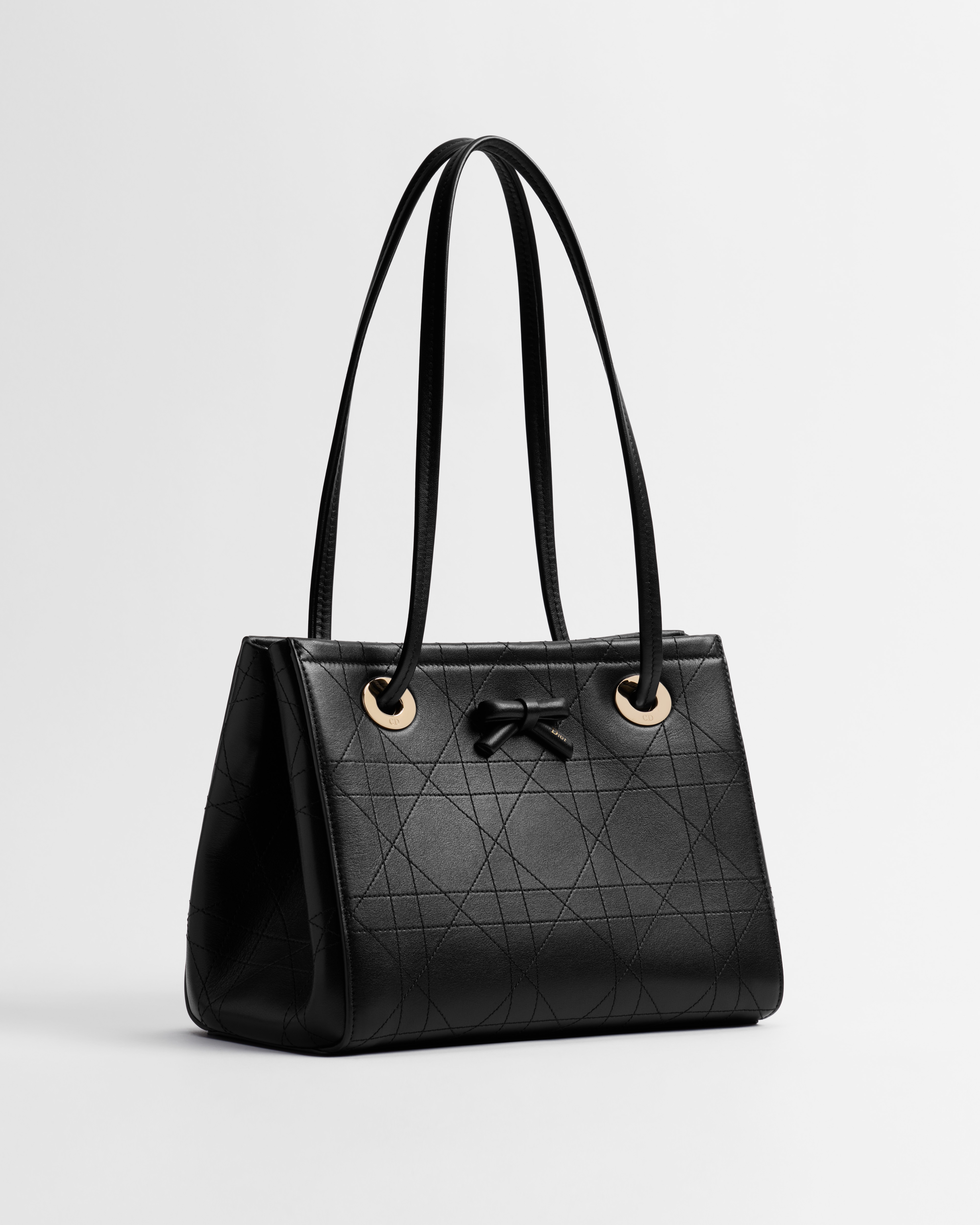Bolso shopper pequeño Dior Promenade Piel de becerro Flat Cannage negra E03
