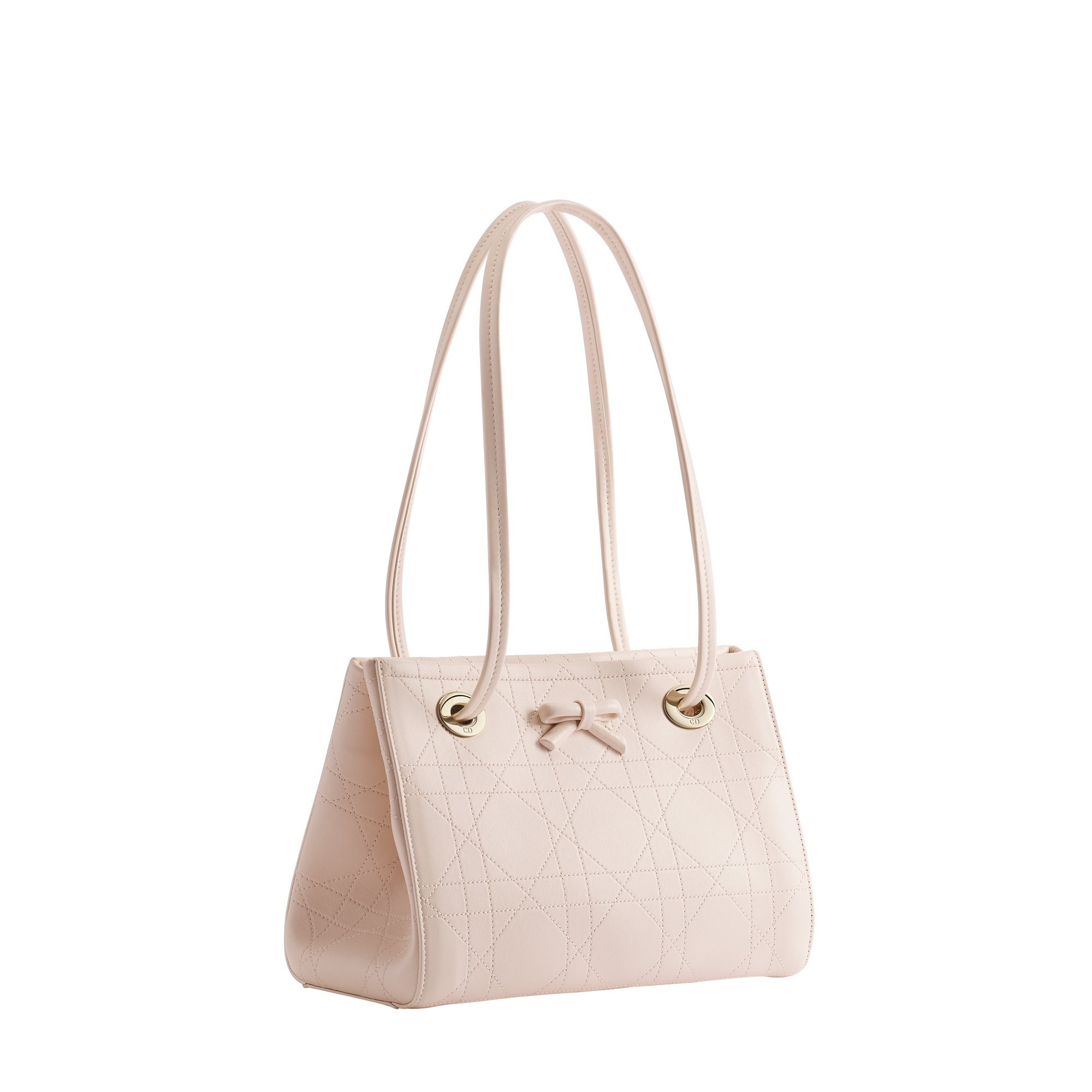 Dior Qixi Small Dior Promenade Shopping Bag Ballet Pink Flat Cannage Calfskin E03