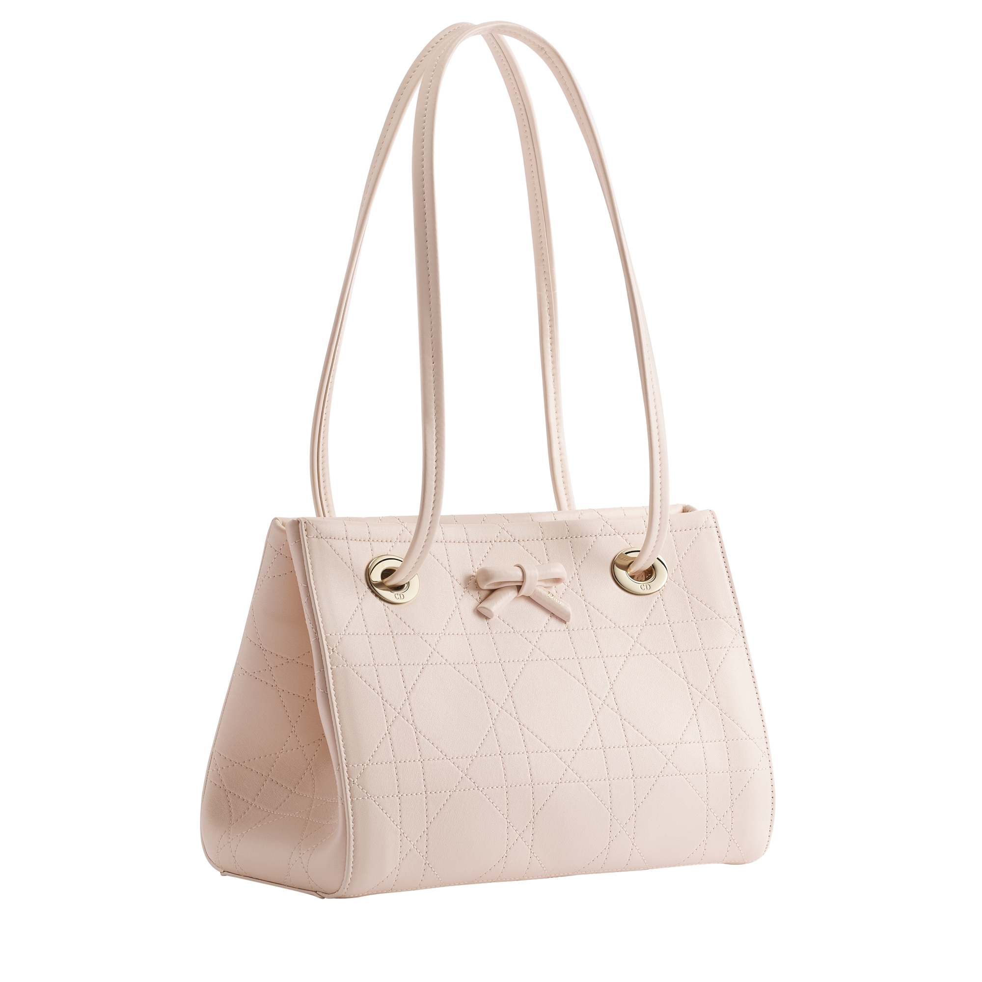 Dior Qixi Small Dior Promenade Shopping Bag Ballet Pink Flat Cannage Calfskin E03