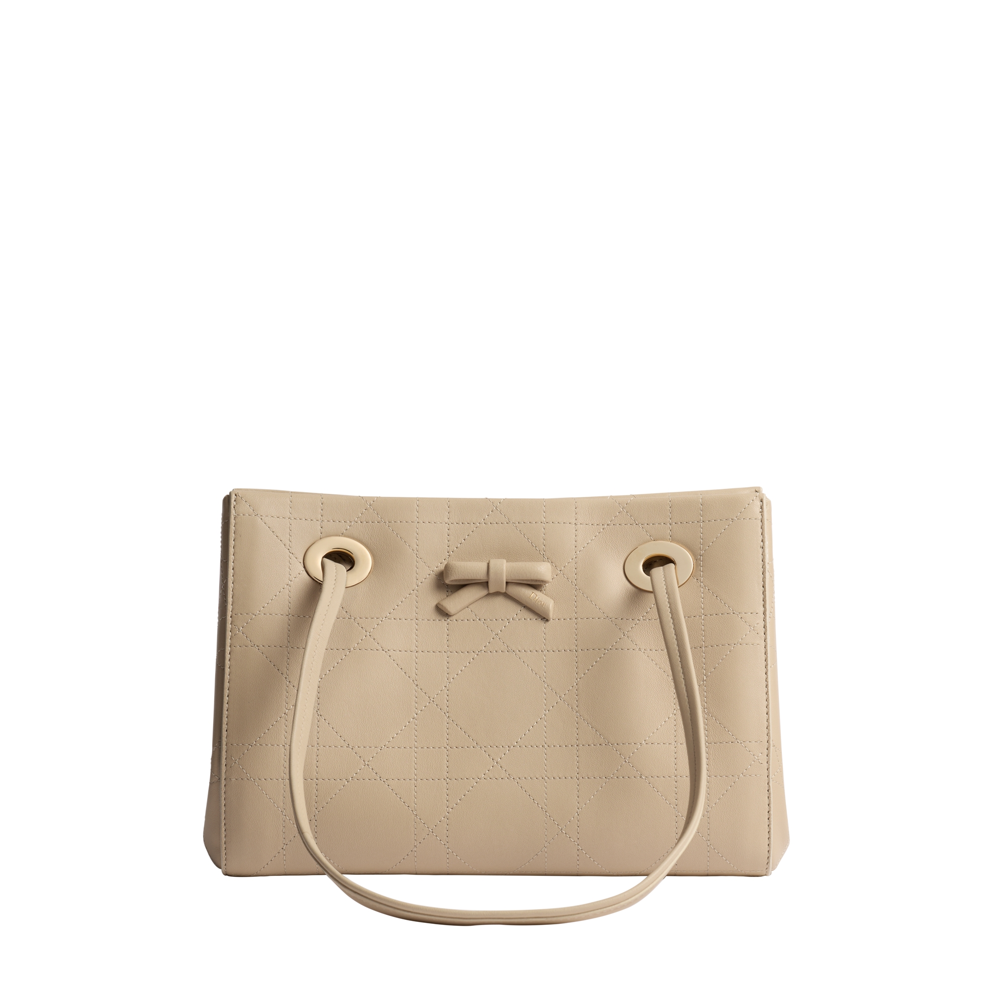 Small Dior Promenade Shopping Bag Beige Flat Cannage Calfskin E01