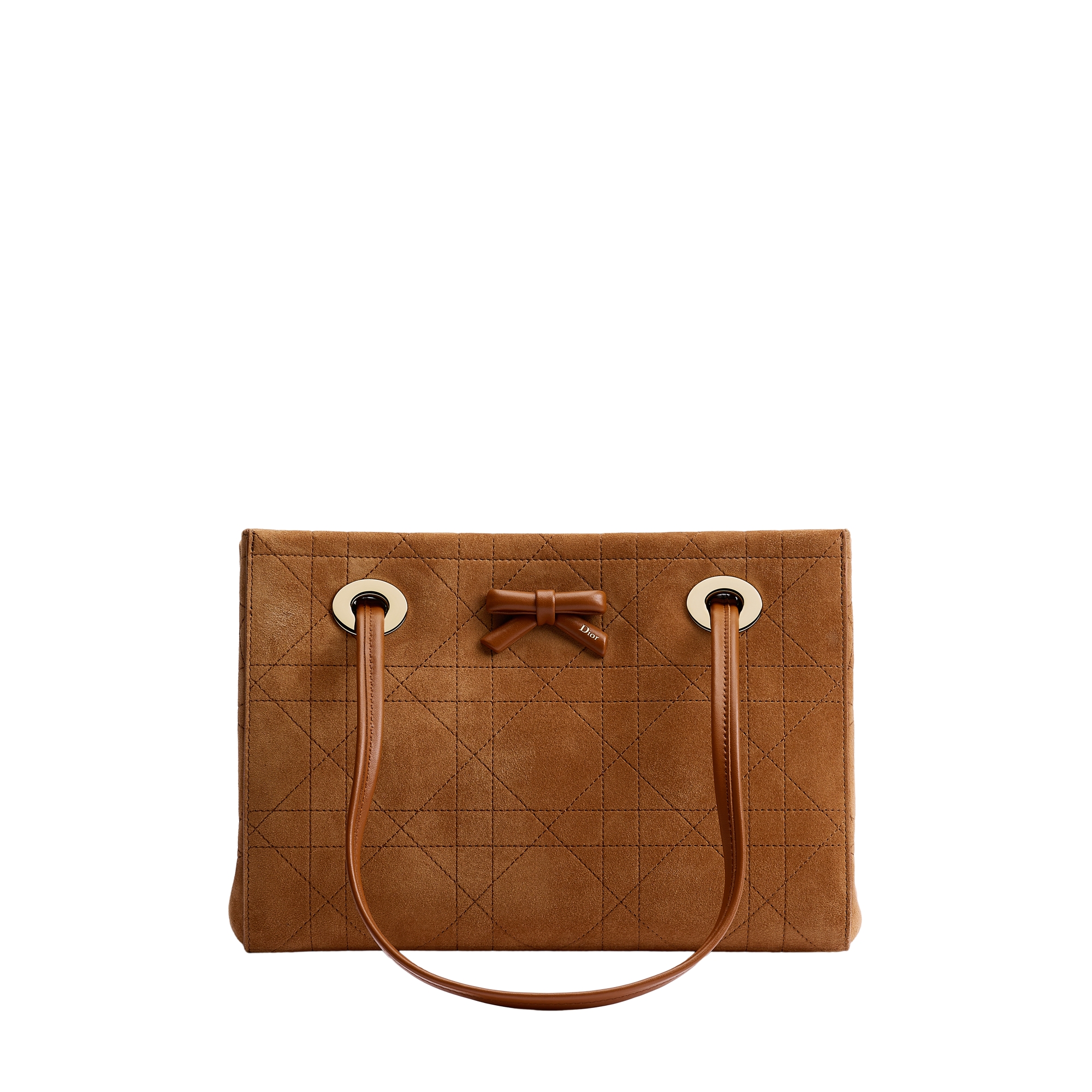 Small Dior Promenade Shopping Bag Marron Bobby Flat Cannage Suede Calfskin E01
