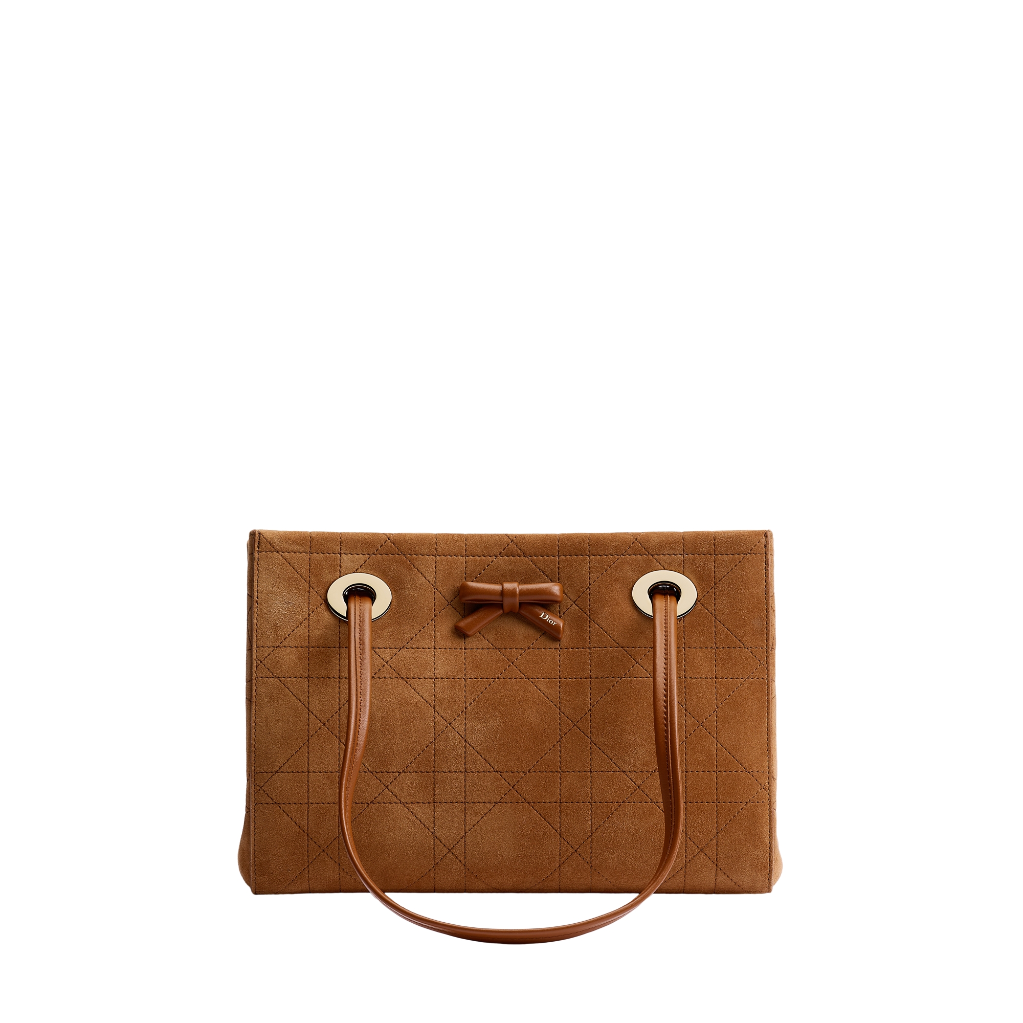 Small Dior Promenade Shopping Bag Marron Bobby Flat Cannage Suede Calfskin E01