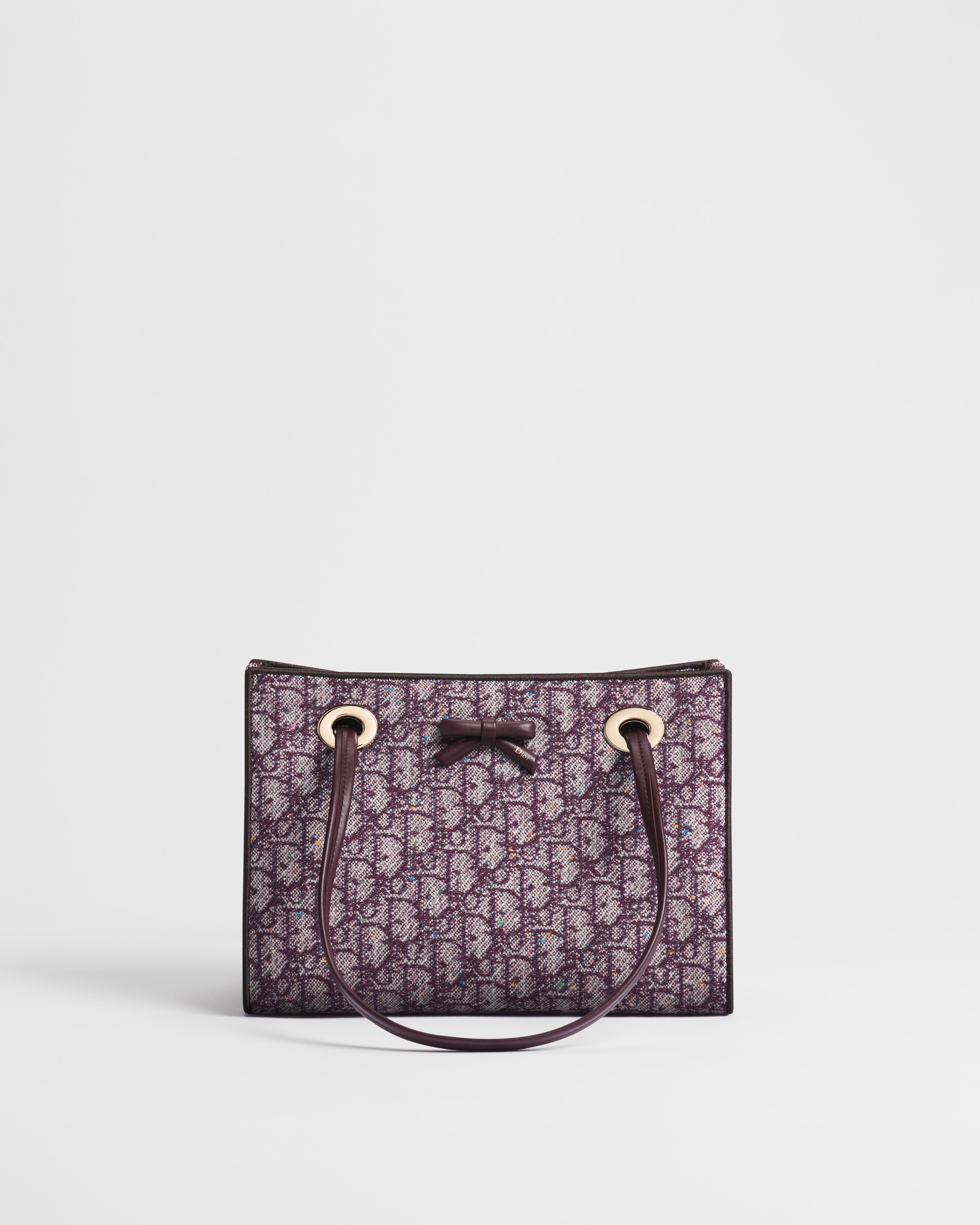 Bolsa de compras Dior Promenade pequena Tweed Donegal Dior Oblique roxo-ameixa E01