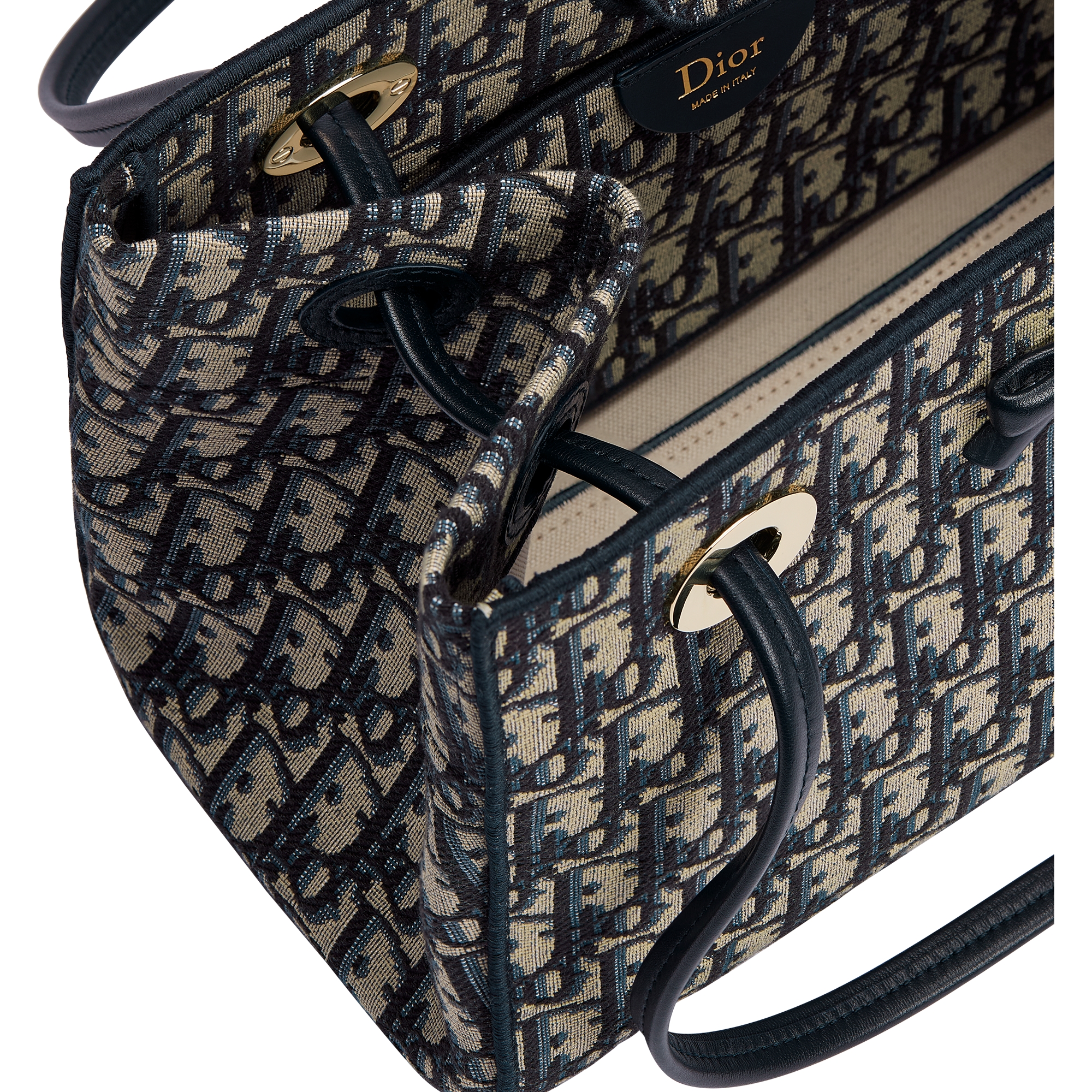 Small Shopping Bag Blue Dior Oblique Jacquard E06