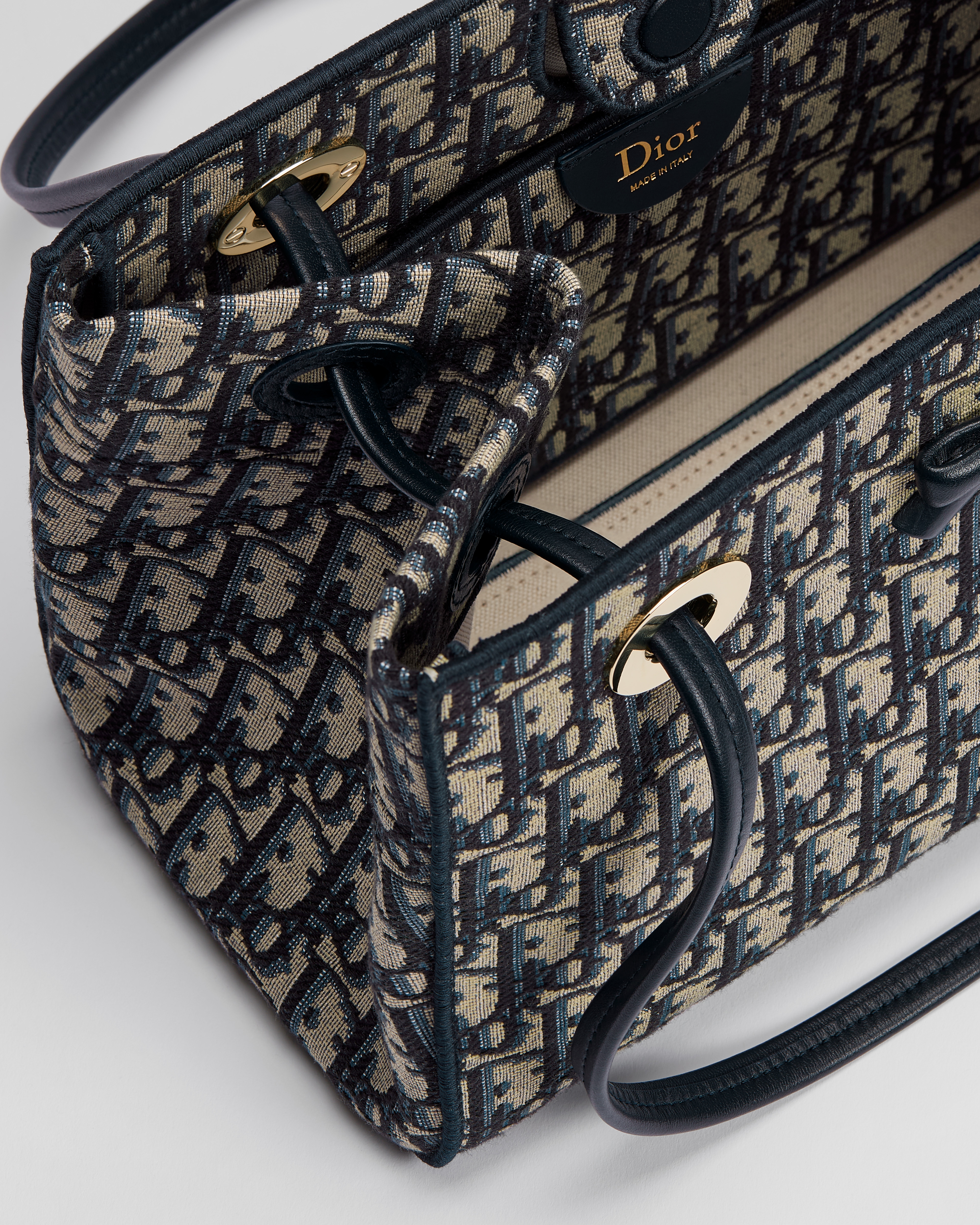 Kleine Shopper-Tasche Dior Oblique Jacquard in Blau E06
