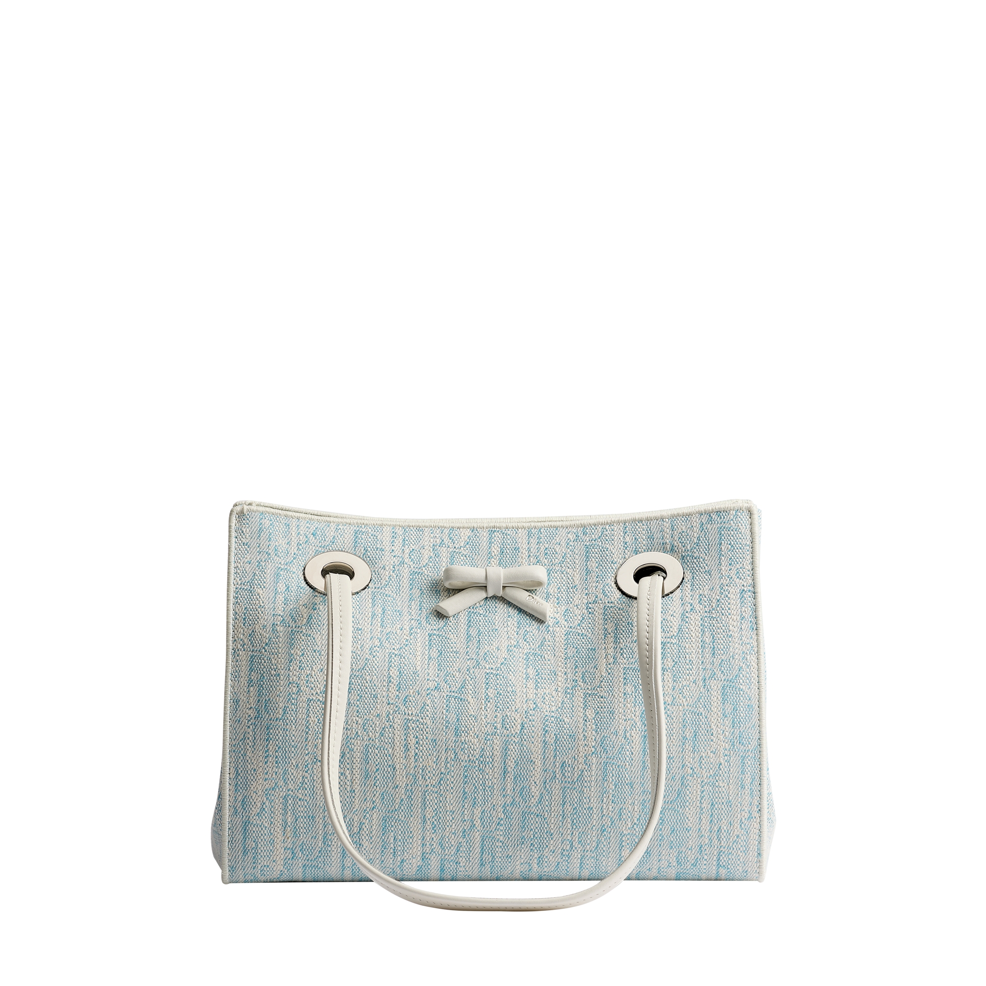 Small Dior Promenade Shopping Bag Céleste Blue Dior Oblique Washed Jacquard E01