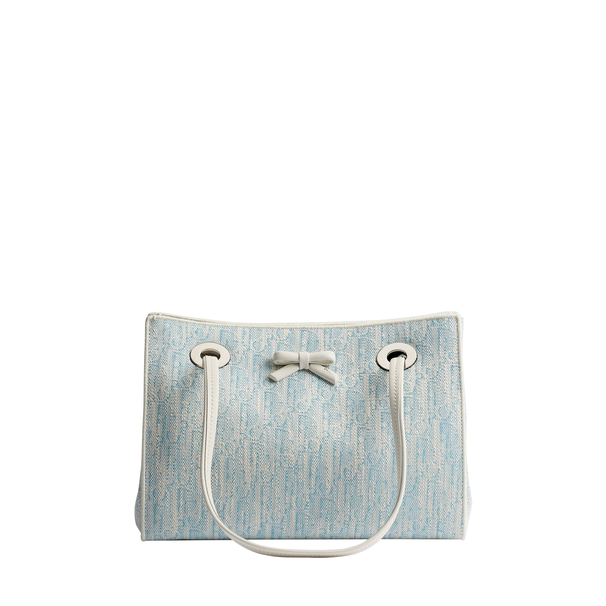 Small Dior Promenade Shopping Bag Céleste Blue Dior Oblique Washed Jacquard E01