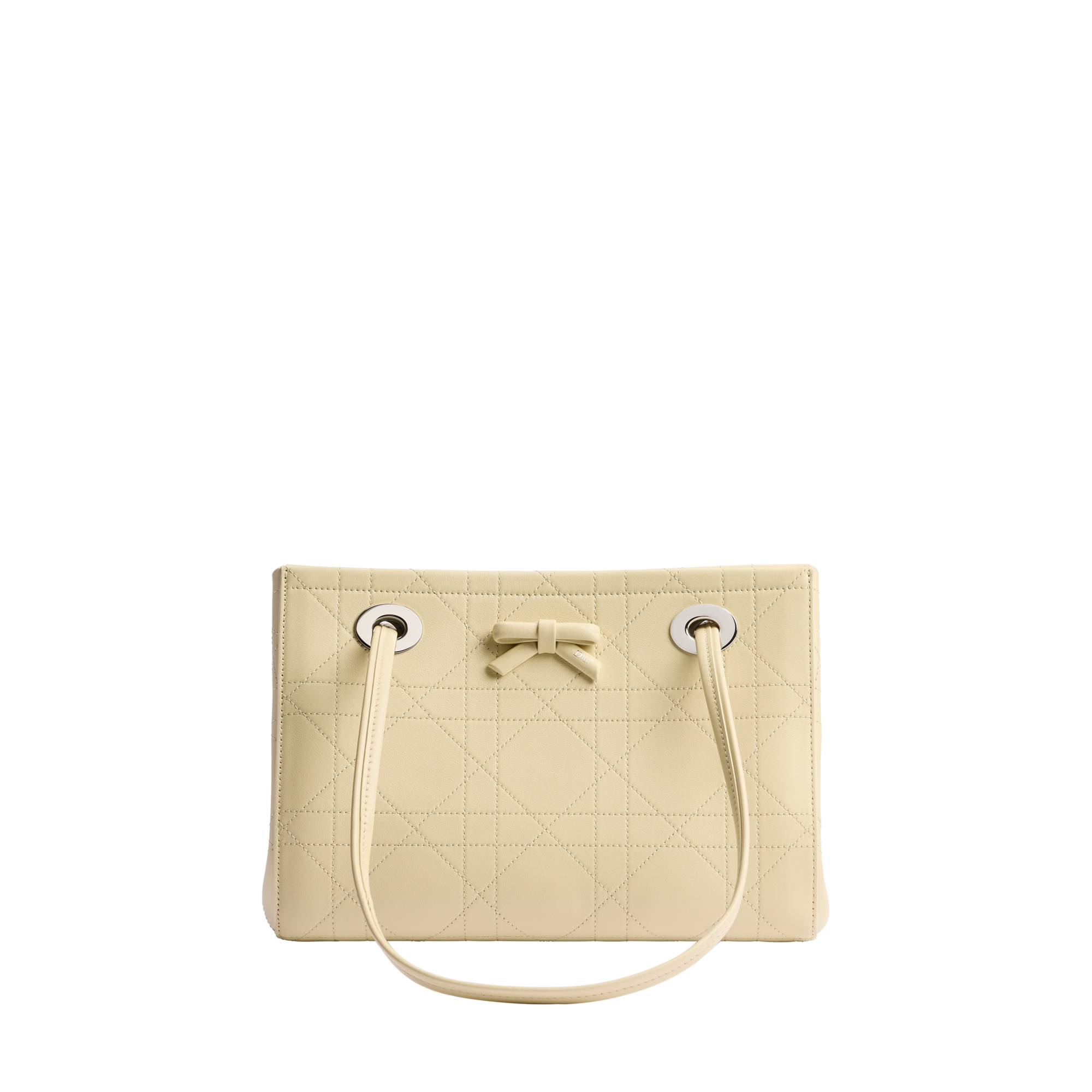 Dior Qixi Small Dior Promenade Shopping Bag Vanilla Flat Cannage Calfskin E01