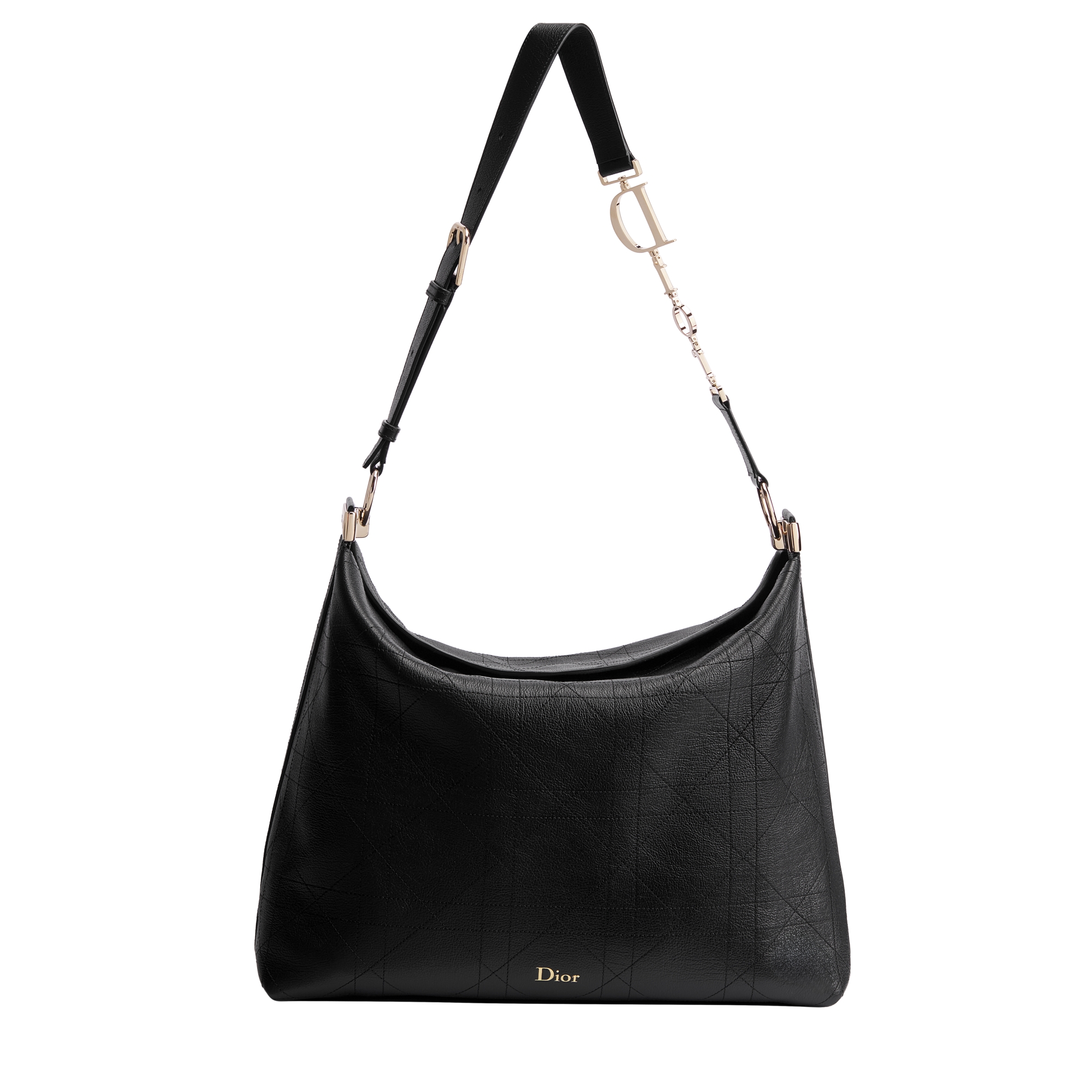 Large Diorly Bag Black Flat Cannage Calfskin E01