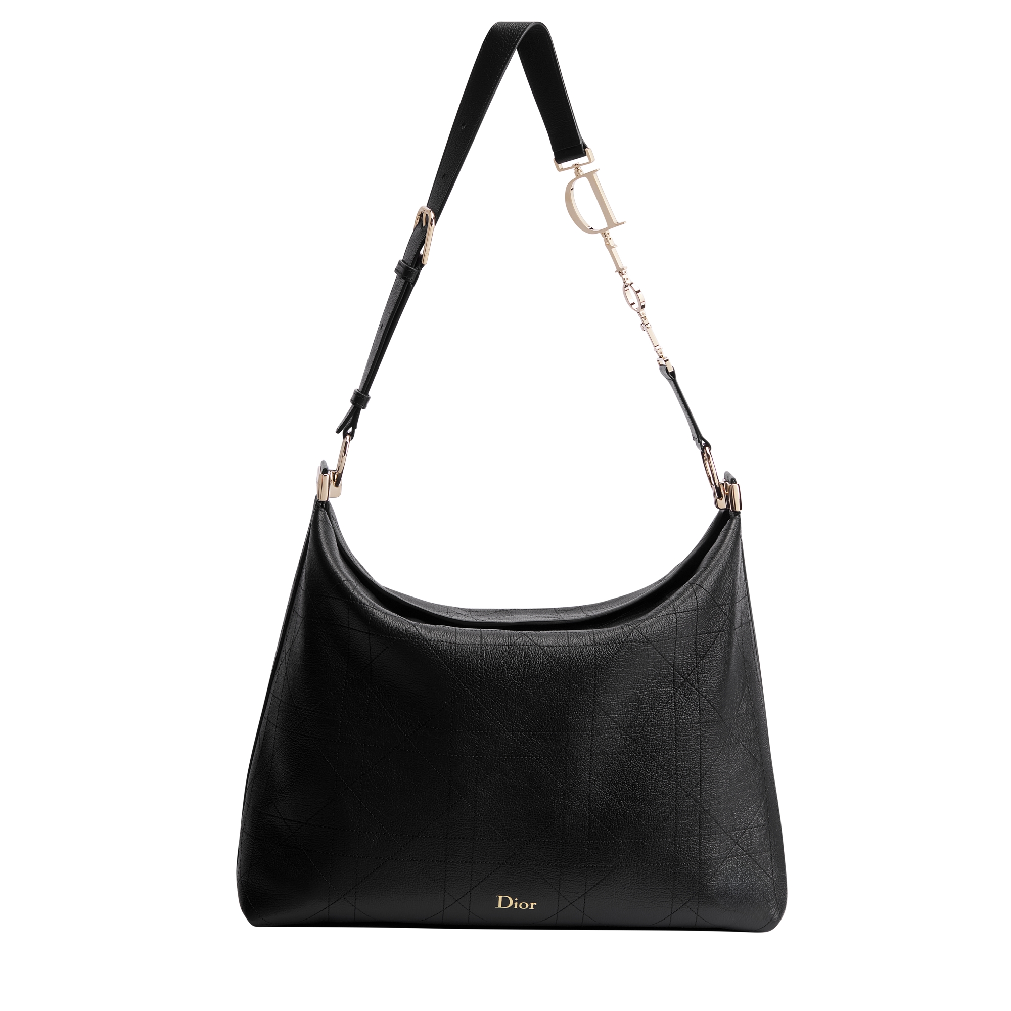 Large Diorly Bag Black Flat Cannage Calfskin E01